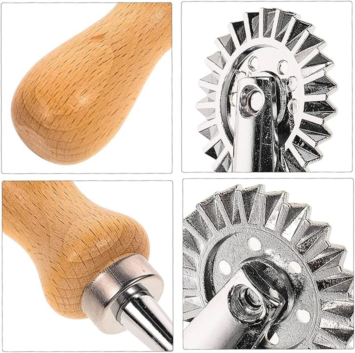 Shengsenfu Pasta Maker Cutter Wheel, Pastry Wheel Cutter, Ravioli Maker with Zinc Alloy Blade, Wooden Handle image number 5