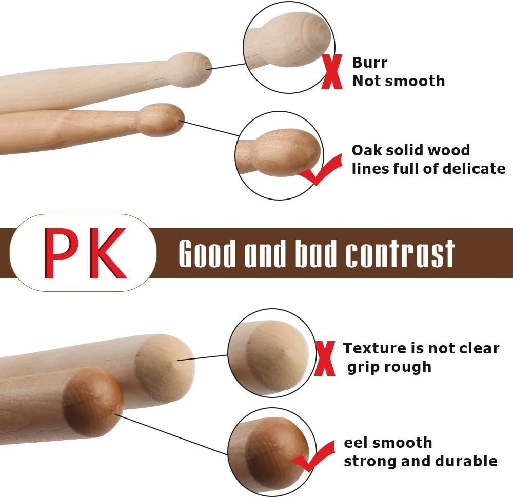 5A Drumsticks AIEX 3 Pair Drum Sticks Classic Maple Wood Drumsticks Wood Tip Drumstick for Students and Adults (With Waterproof Bag) image number 1