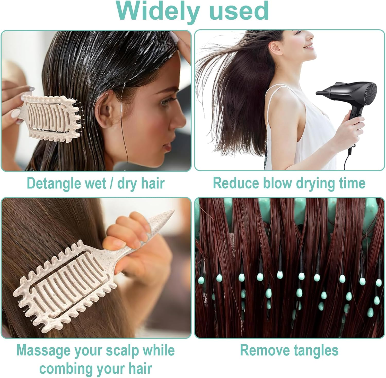 Curls Hair Brush, Curly Hair Brush, Brush for Curls & Curl Defining Brush, Hair Brush for Curls without Pulling, Curling Brush for Thick/Thin Hair - Green & Beige image number 3