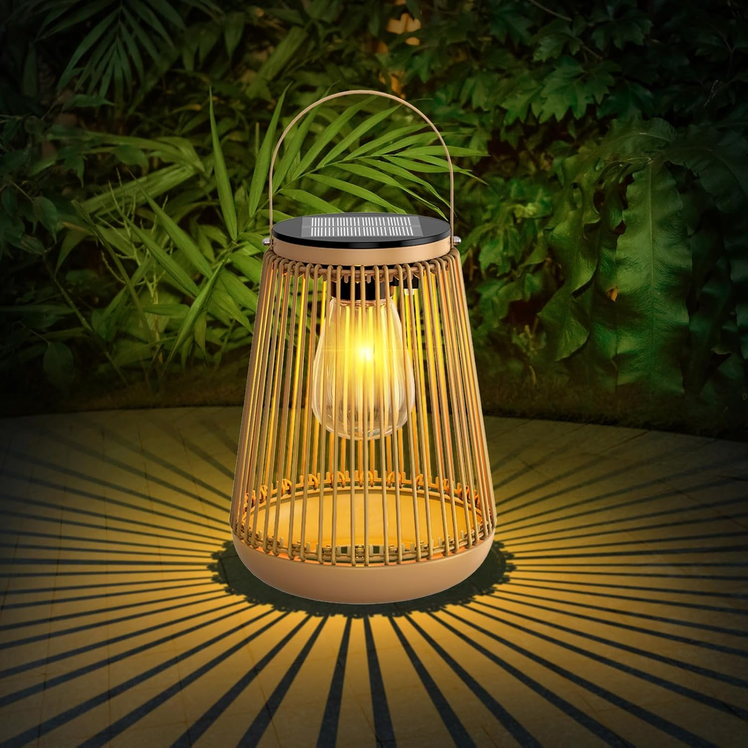 Kagoling Solar Lights for Outdoors, Pack of 2 Metal Vintage Lanterns for Outdoor IP65 Waterproof Solar Lights for Outdoor Garden, Solar Lanterns, Outdoor Weatherproof for Balcony, Garden, Decoration