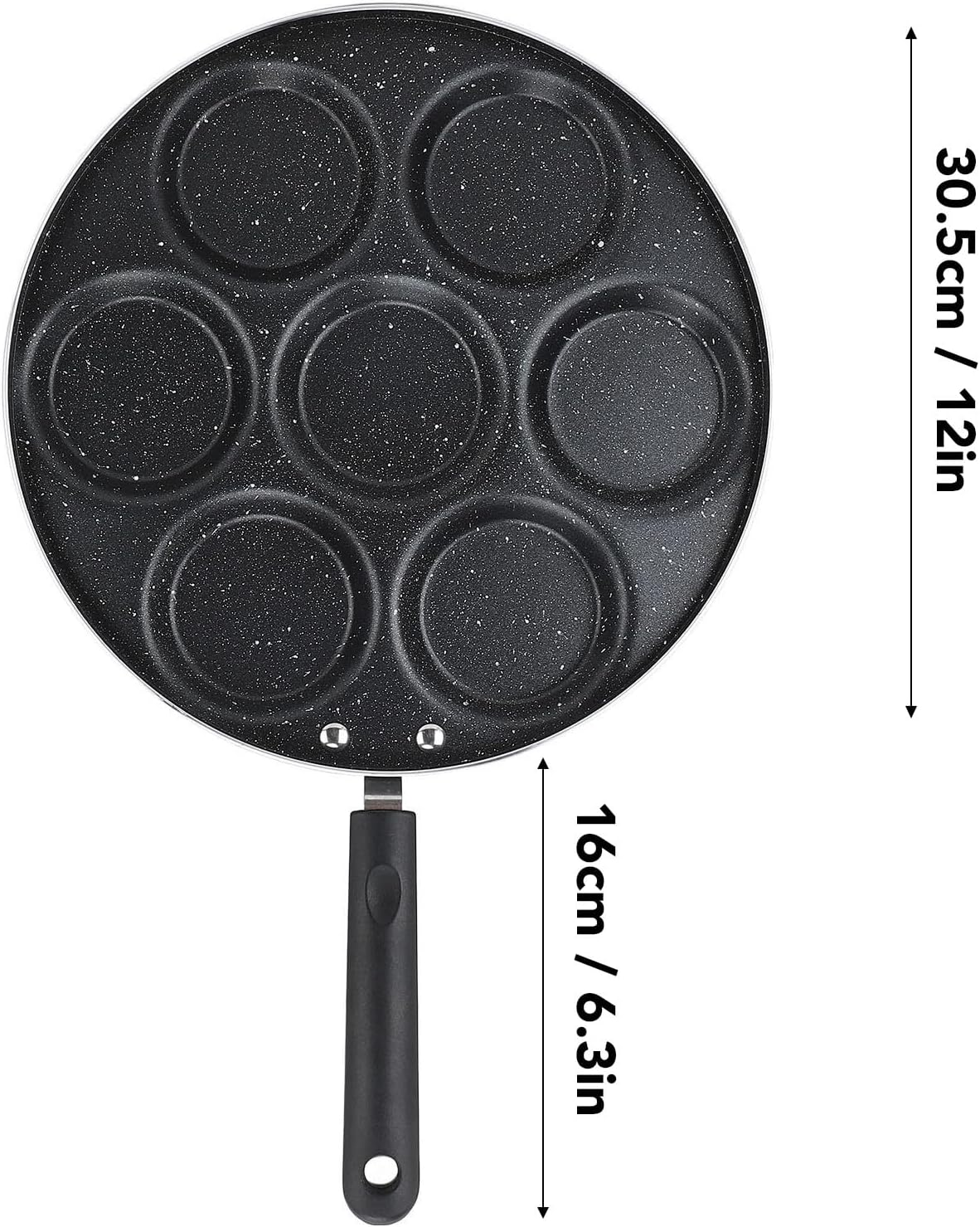 7 Cup Egg Frying Pan Nonstick - Refined Iron Cooker & Omelet Pan, Divided Skillet for Breakfast, Pancakes, Crepes image number 2