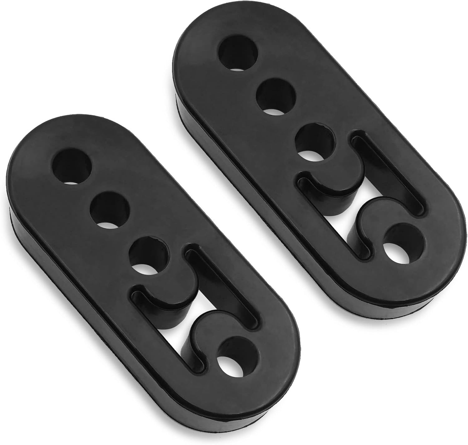 2 Pcs 2 Hole Exhaust Hanger Rubber, Universal Hole Size Diameter 0.47Inch (12Mm), Muffler Bracket Mount, Insulator Bracket for Car/Truck/Suv (Black)