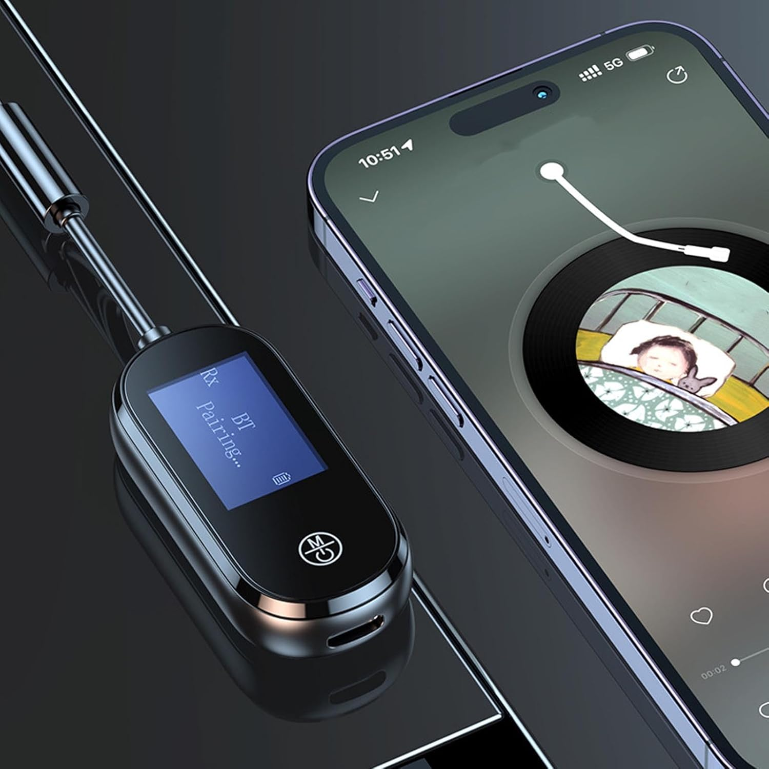 GOWENIC 5.3 Transmitter and Receiver, Hifi Sound Wireless Adapter with Aptx Low Latency and Display, with Airplane Adapter, for Home TV Laptop Travel image number 1