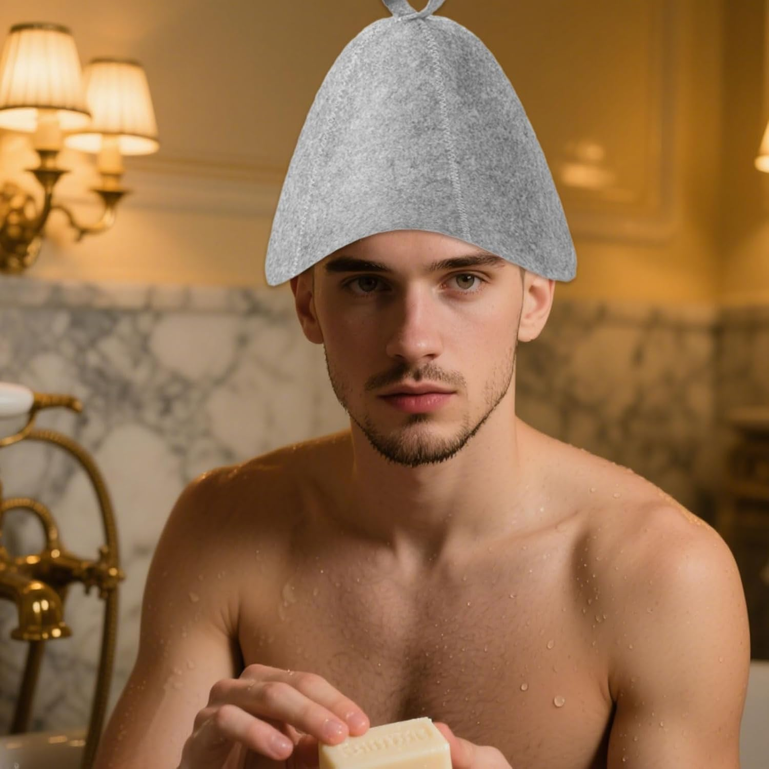 2Pcs Sauna Hats, Infrared Sauna Hat, Wool Sauna Cap, Heat-Insulating Sauna Cap, Suitable for Spa, Protecting the Head and Hair, Unisex Bathroom Accessory image number 5