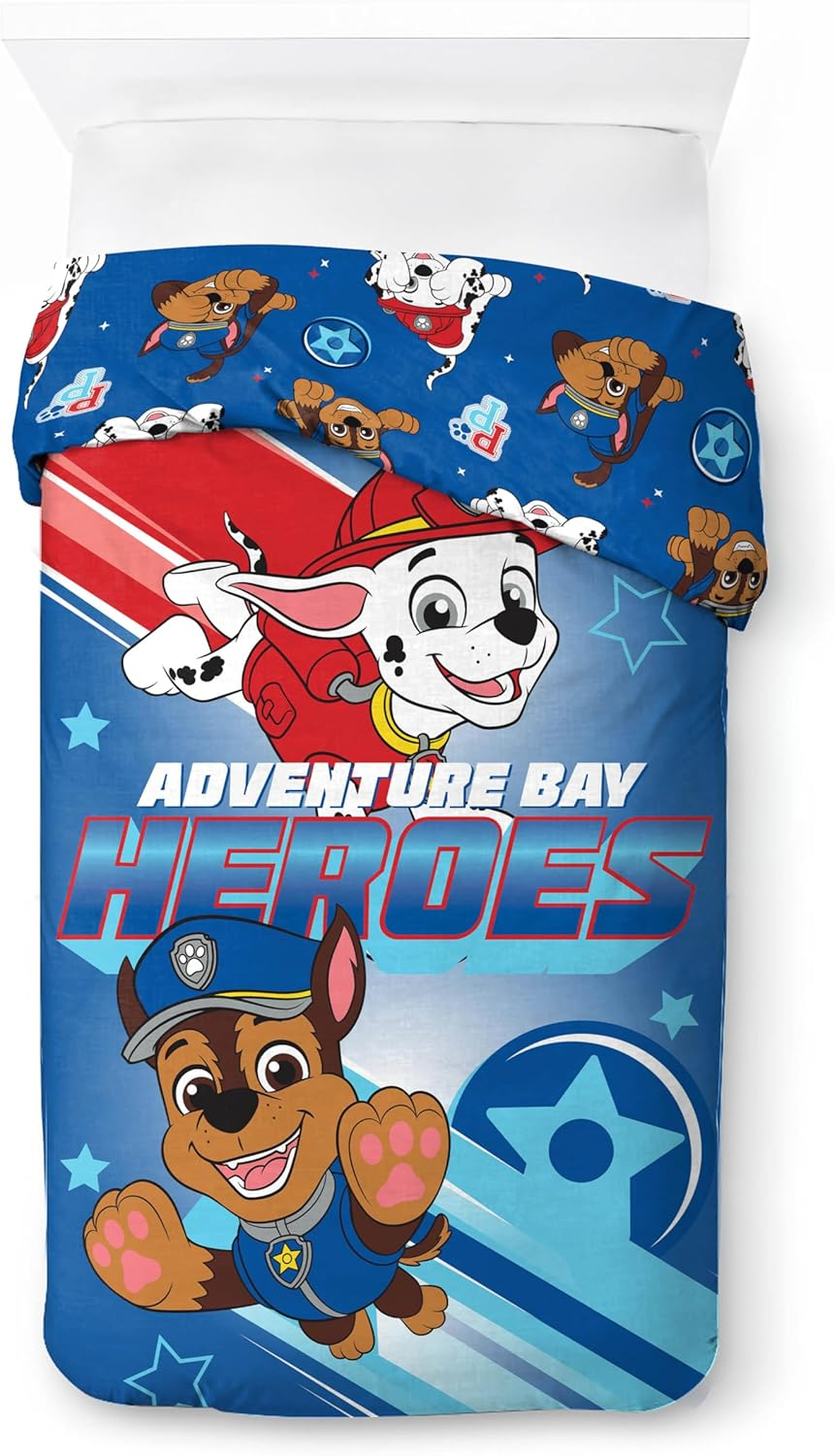 Jay Franco Nickelodeon Paw Patrol 100% Cotton Single Duvet Cover Set - Chase Blue Bedding Includes Pillowcase 80 X 80 Cm