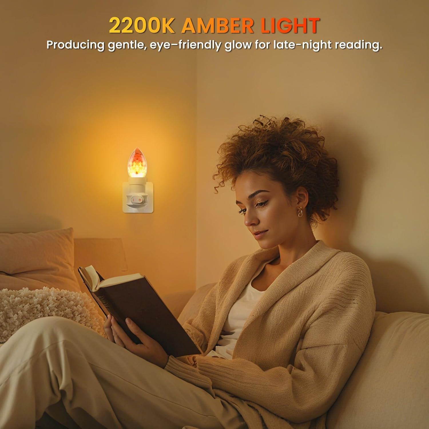 Brightark Himalayan Salt Lamp LED Light Bulbs, E27 2200K Warm Amber Pink, 3W Mood Lighting Night Light, C35 Salt Rock Stress Relief Bulbs for Bedroom, Decor, Sleep Light, Non-Dimmable, 2Pack image number 6