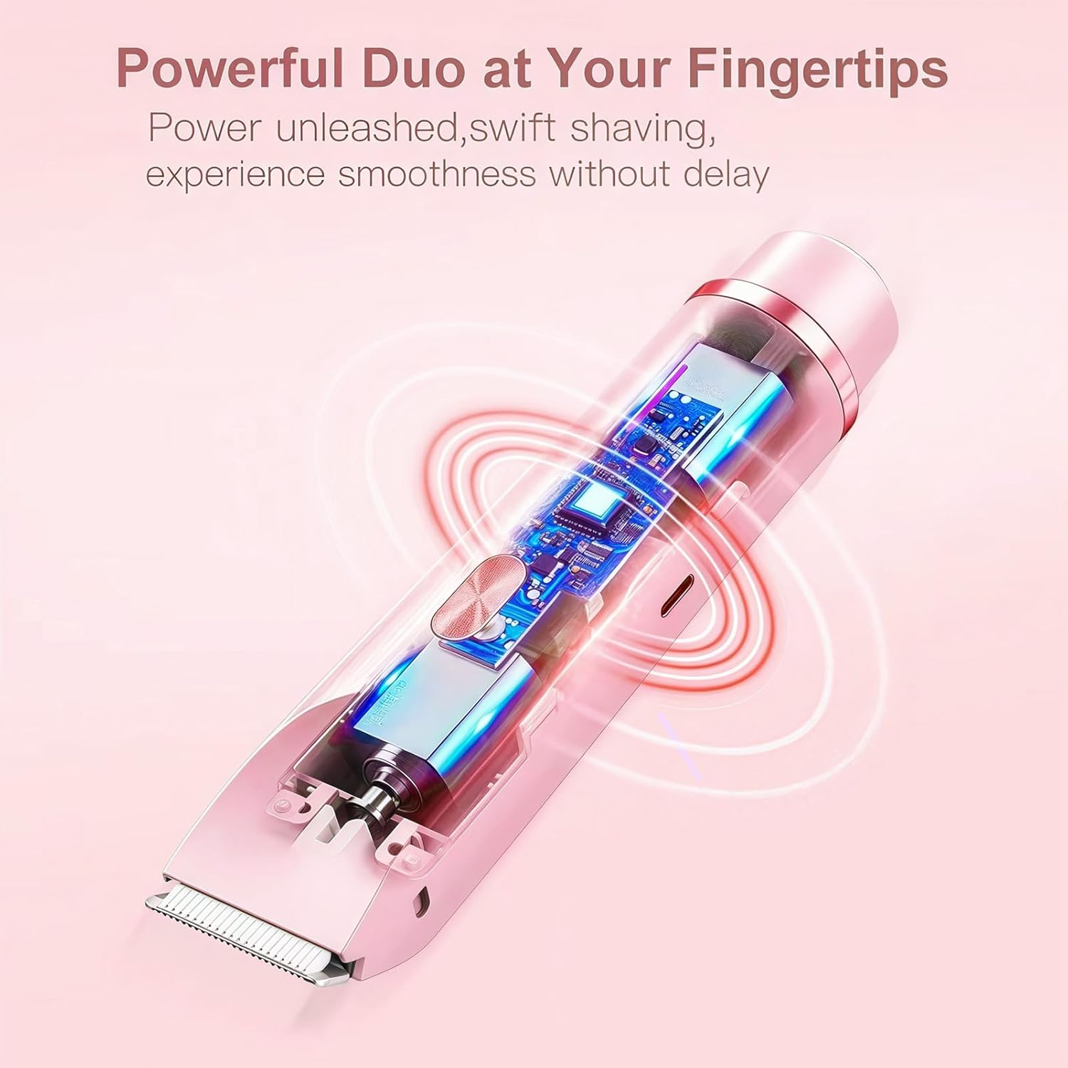 2 in 1 Electric Razors for Women, 2025 New Bikini Trimmer for Women,Rechargeable Bikini Shaver, Waterproof Dual Head Shaver, Painless Hair Removal (Coral Pink) image number 6