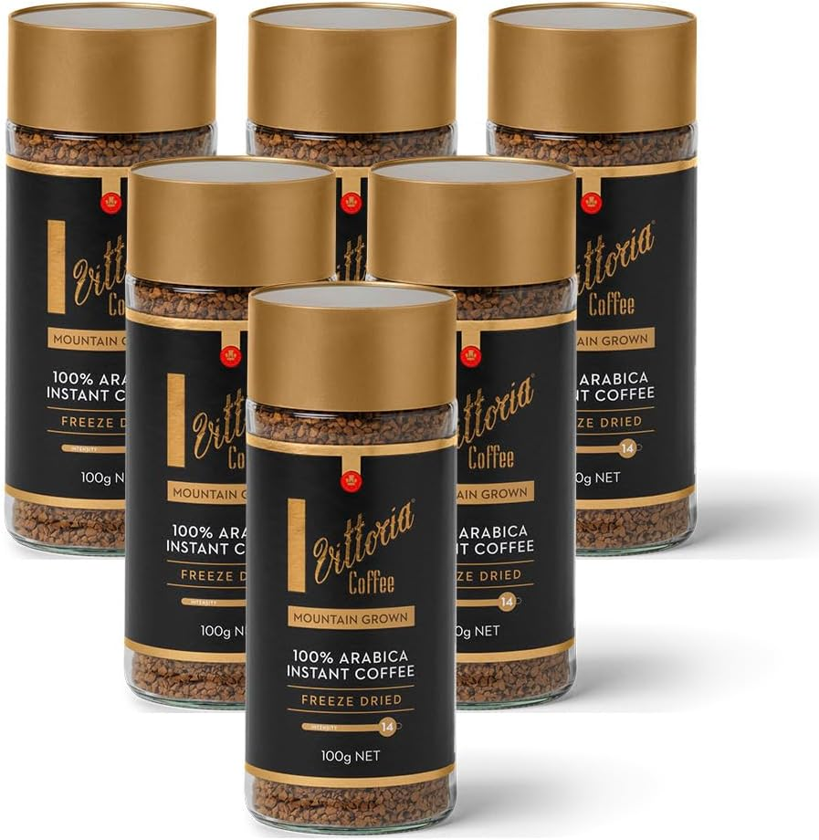 Vittoria Coffee Latte Blend Freeze Dried Instant Coffee 100 G (Case of 6). 12/15 Intensity, Medium-Dark Roast of Premium Coffee. image number 2