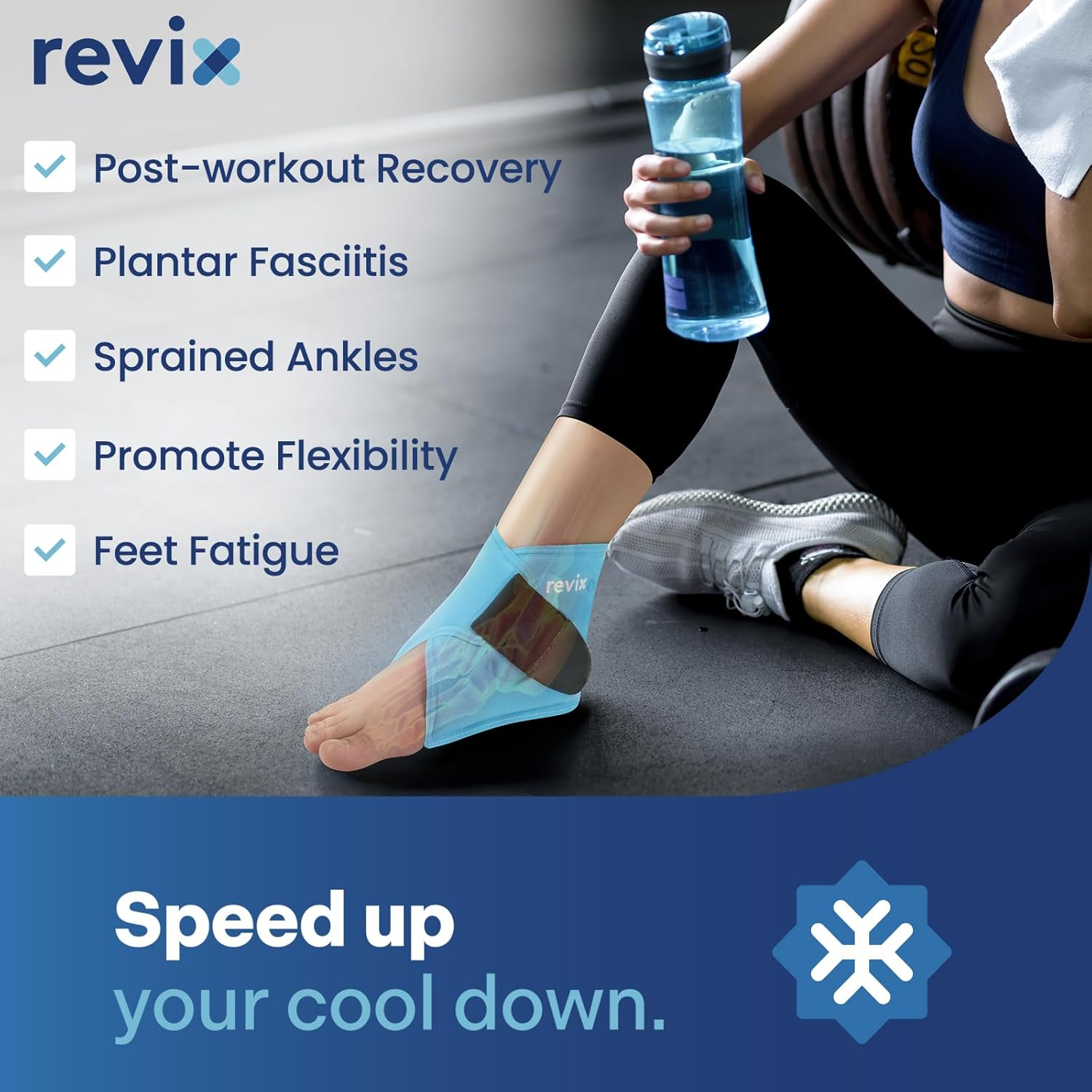 REVIX Ankle Ice Pack Wrap &ndash; Reusable Gel Cold Compression for Foot Discomfort, Ice Wrap for Feet Swelling and Recovery, Plantar Fasciitis, Achilles Tendonitis, and Sprained Ankles image number 3