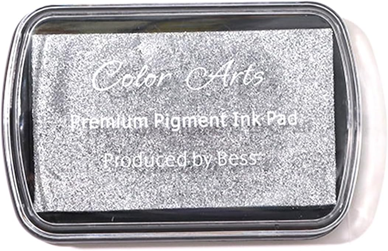 Gripebao Ink Pad for Stamps, Stamp Pads for Rubber Stamps, Washable Craft Ink Pad for Stamping, Permanent Fabric Ink Pad for Fingerprint, Card Making, Scrapbook, Paper, Wood (Silver)
