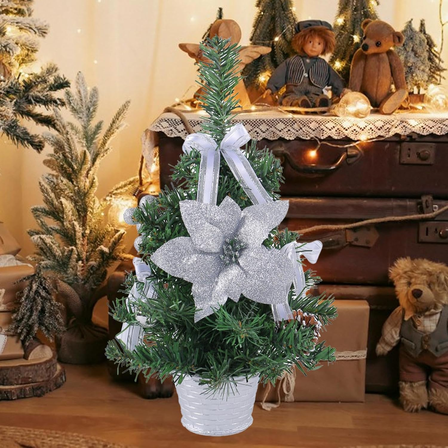 Tabletop Christmas Tree - Small Pine Tree Decorations - Table Small Christmas Tree with Christmas Ornaments for Window, Door, Shelf image number 1