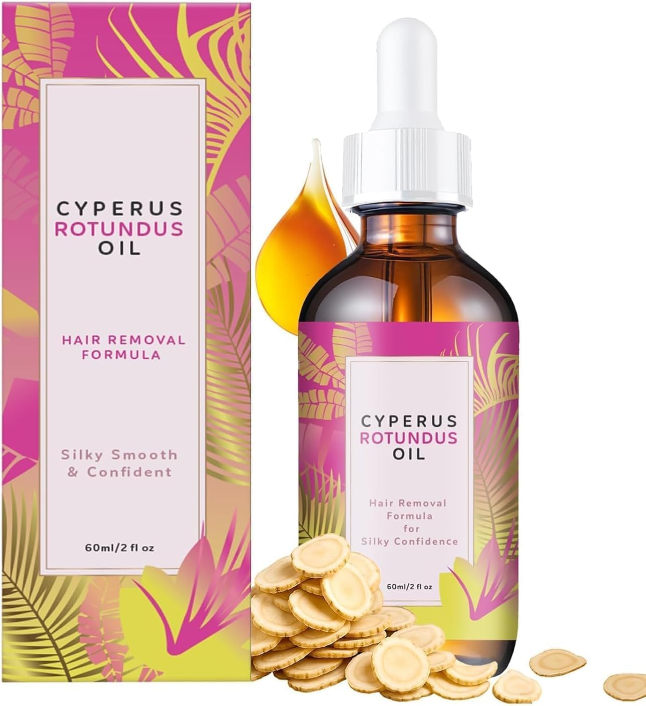 Cyperus Rotundus Oil - 60Ml Natural Cattail Oil, Moisturizing and Soothing, Convenient for Hair Removal and Reducing Body Hair Growth, Suitable for All Skin Types