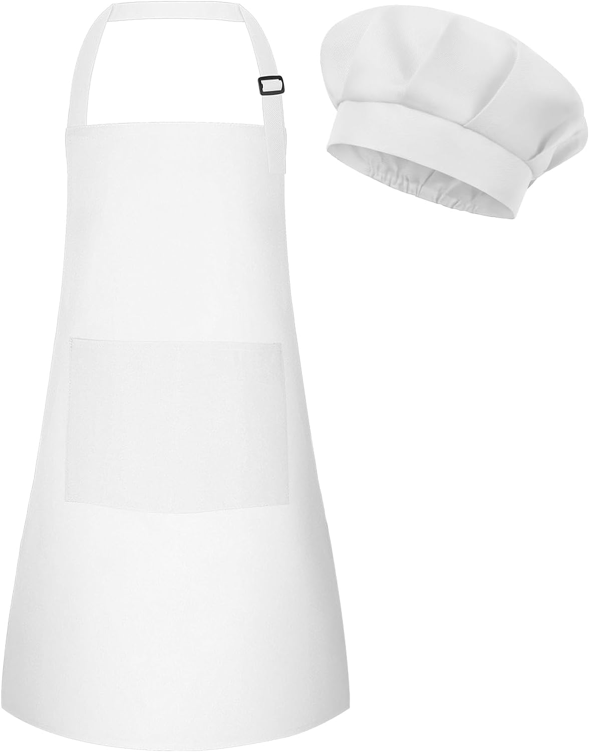 Kids Apron and Chef Hat Set Adjustable Chef Art Apron with 2 Pockets Toddler Chef Hat and Apron for Cooking Painting, M-Green, Small