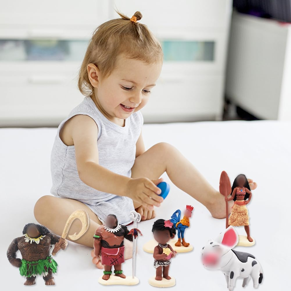Simmpu 6Pcs Moana Figures Set Moana Miniature Figures Hot Movie Moana Cake Decorations Moana Figures Cake Toppers Ornaments Collectable Figurines Gift Table Ornaments for Fans Kid Adult image number 2