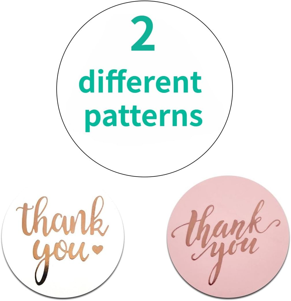 2 Rolls of 3.8 Cm Thank You Stickers,1000 Pieces Foil Stamped Thank You Stickers for Bakery Packaging,Envelope Seals, Small Business, White Sticker Labels for Wedding, Birthday, Party Gift Wrap Bags image number 6