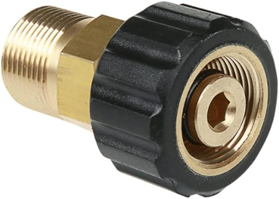 Brass Pressure Washer Fitting, Metric M22X15Mm(Pin) Female Convert to M22X14Mm Male Thread Connector Quick Connect Pressure Washer Gun Adapter Accessories Parts