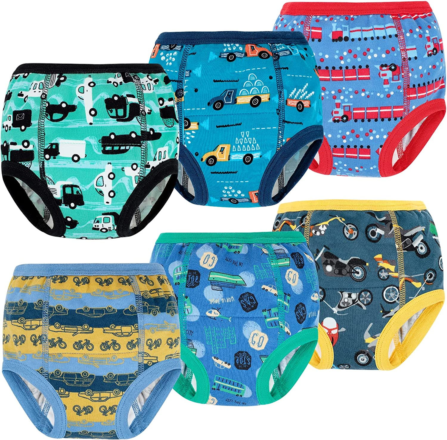 Moomoo Baby Absorbent Potty Training Underwear 6 Packs Cotton Training Pants for Boys 6T