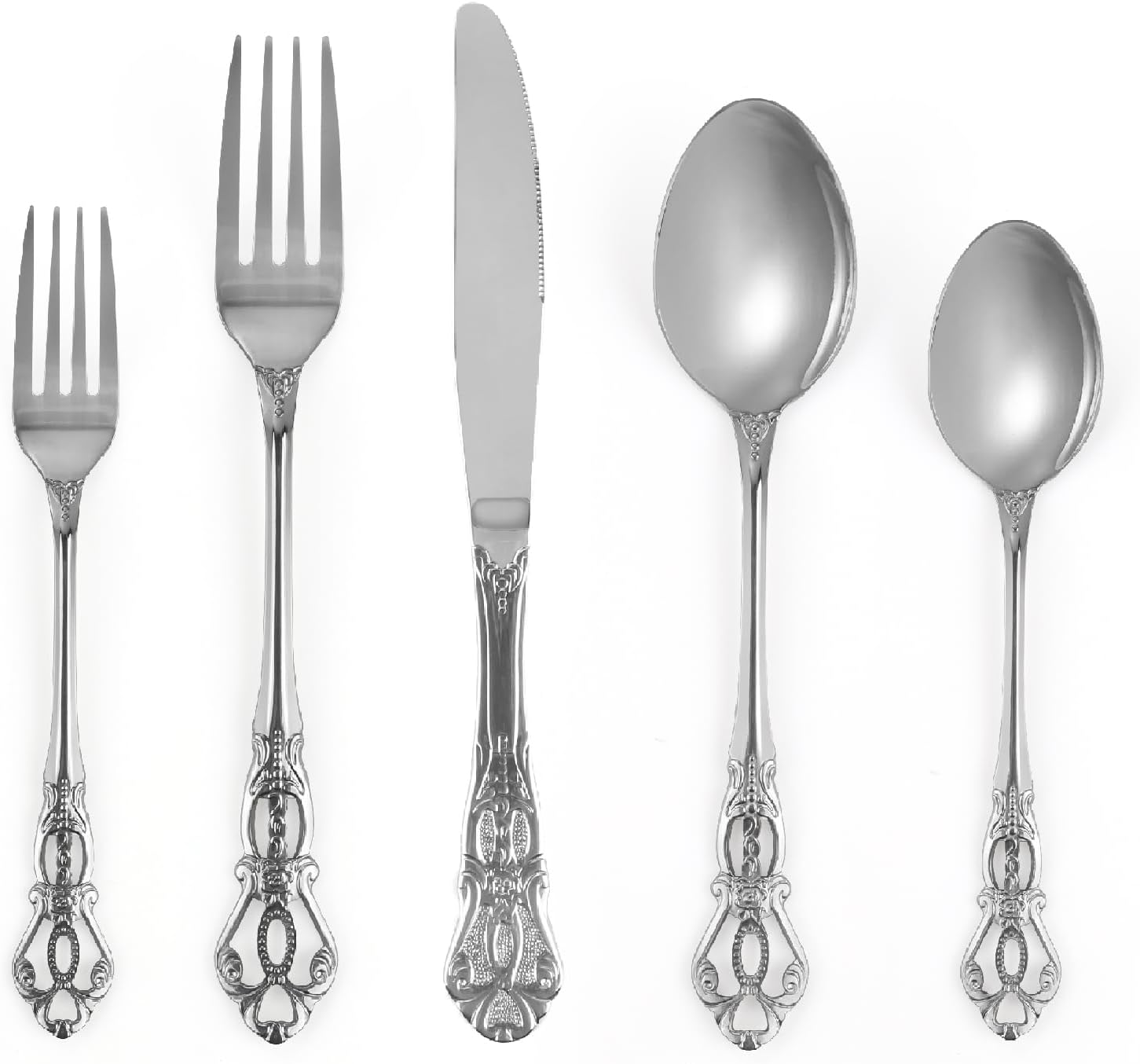 SHEUMNT Retro Gold Silverware Set for 4, Gorgeous 20 Pieces Stainless Steel Golden Flatware Set, Service for 4, Anti-Rust Dark Utensils Fork Spoon Knife, Antique Baroque Cutlery Set