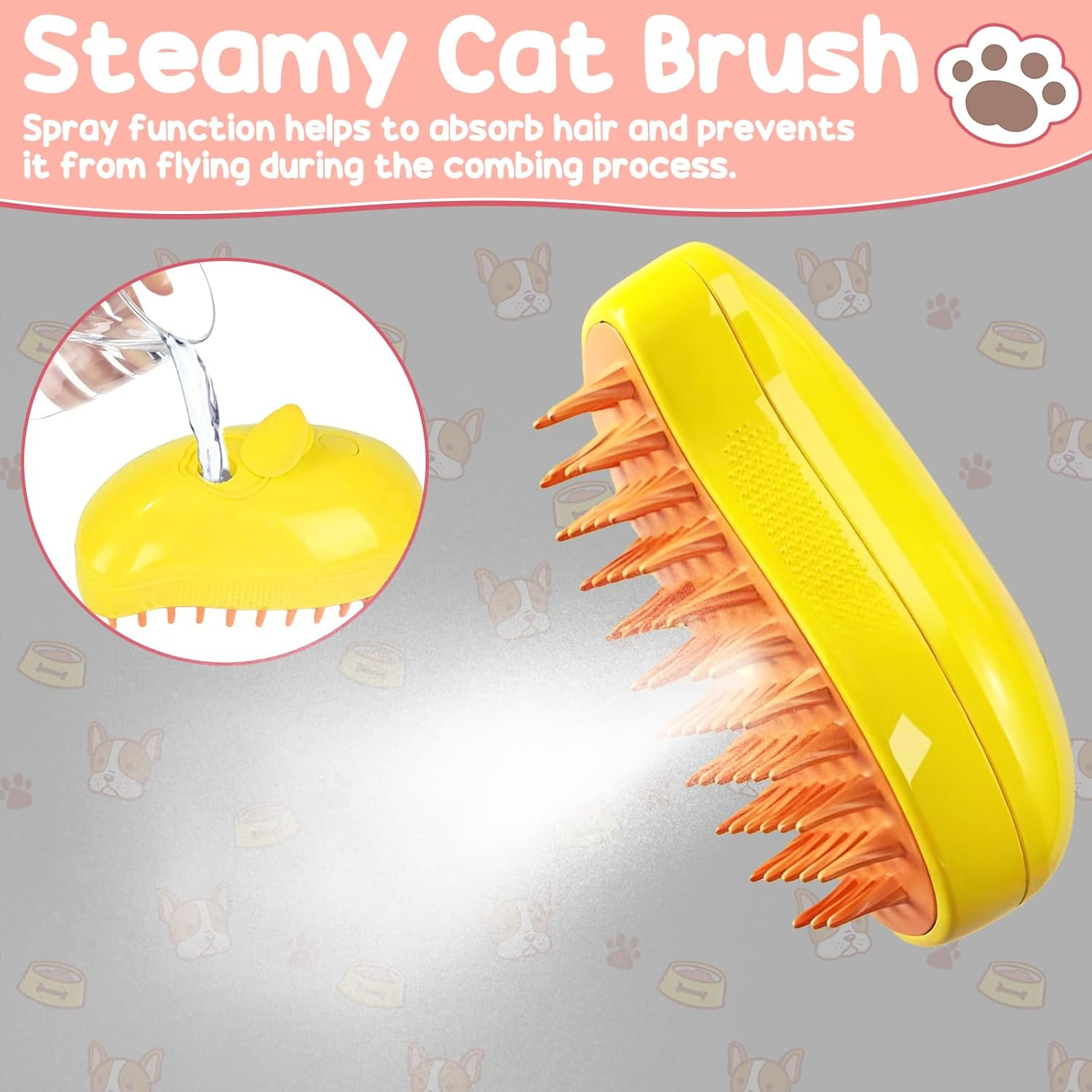 Cat Brush with Steam, Cat Steamy Brush, 3-In-1 Steam Brush for Cats, Cat Steam Brush, Pet Spray Massage Comb, Cat Brush with Spray for Massage, Care and Hair Removal image number 6