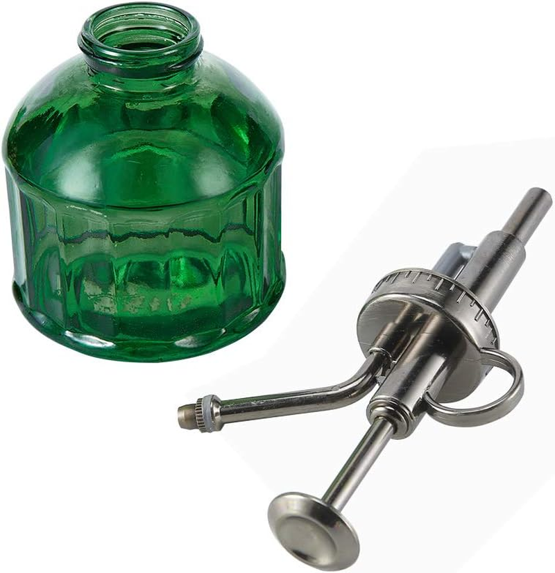 Glass Plant Mister Spray Bottle, 6.5" Tall Vintage Plant Spritzer Watering Can, Succulent Watering Bottle with Top Pump, Small Plant Sprayer Mister for Indoor Outdoor House Plant - Dark Green image number 1