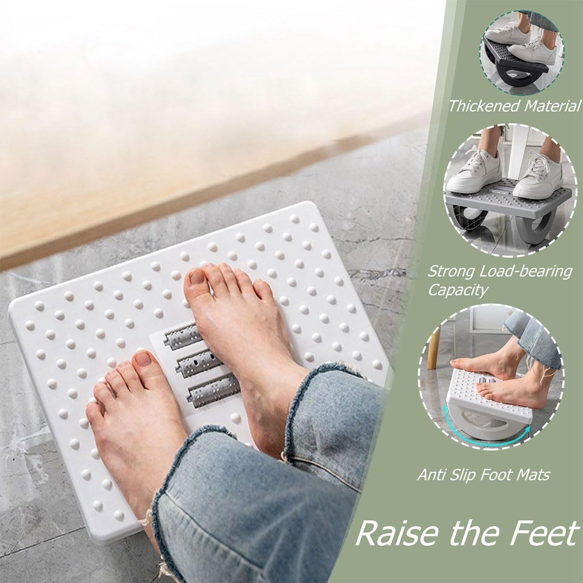 AIMALL Ergonomic Foot Stool for Office and Home, Non-Slip, Multi-Functional, 13.38 X 9.84 X 5.11 Inches, Suitable for Adults and Children, Easy Assembly - Grey image number 6