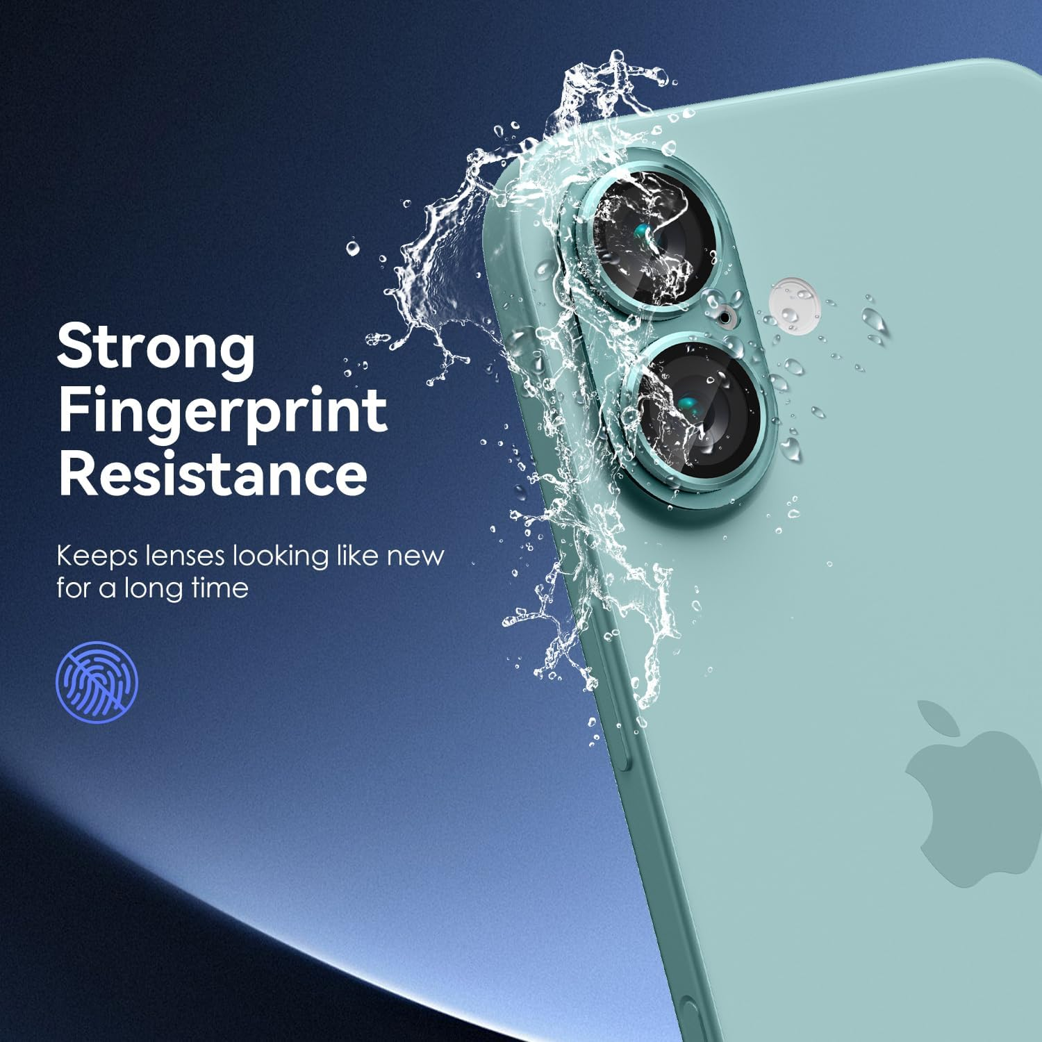 Cloudvalley for Iphone 16 /Iphone 16 plus Camera Lens Protector [With Tranparent Full Coverage Base], [AR+AF 98% Transmittance] Anti-Scratch Tempered Glass Cover, HD Clear Screen Protective,Teal