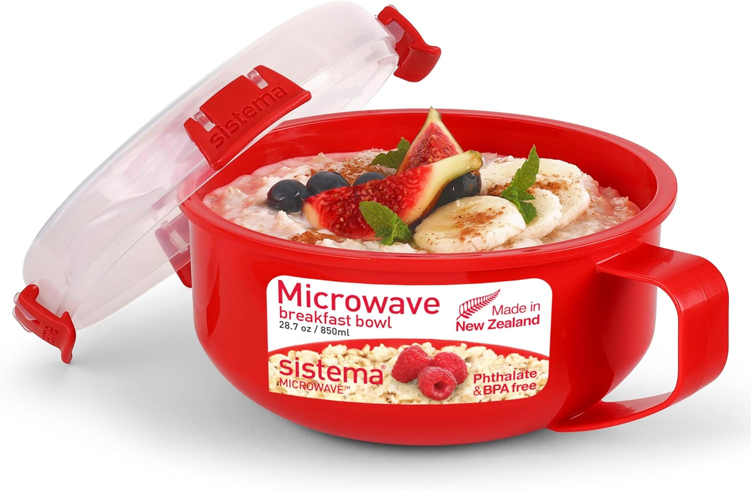 Sistema Microwave Cookware Breakfast Bowl, 28 Ounce/ 3.5 Cup, Red