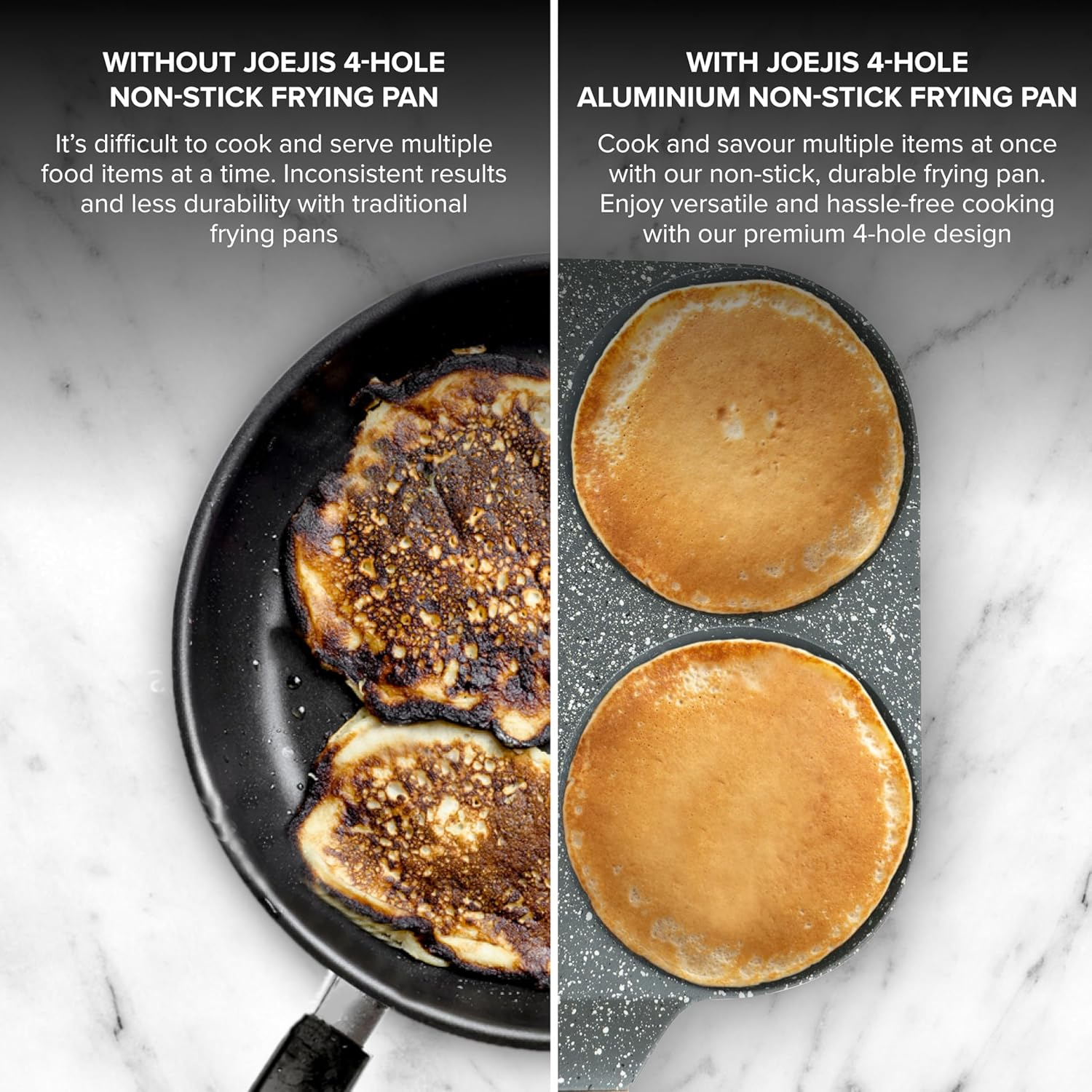 Joeji'S Kitchen 4 Part Egg Frying Pan Non Stick - Pancake Crepe Eggs Pan - 19Cm Pancake Pan for Cooking Healthy French Toast, Burger, Omelette and More with Less Oil image number 4