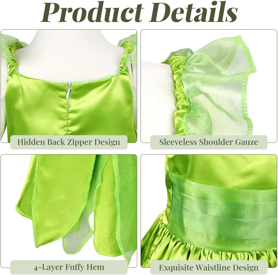 AUTOWT 5 PCS Fairy Dress up Costume Set with Butterfly Wings Fairy Wand Wreath Headband for Girls Kids Halloween Christmas Photography Birthday Dance Party Gift image number 6