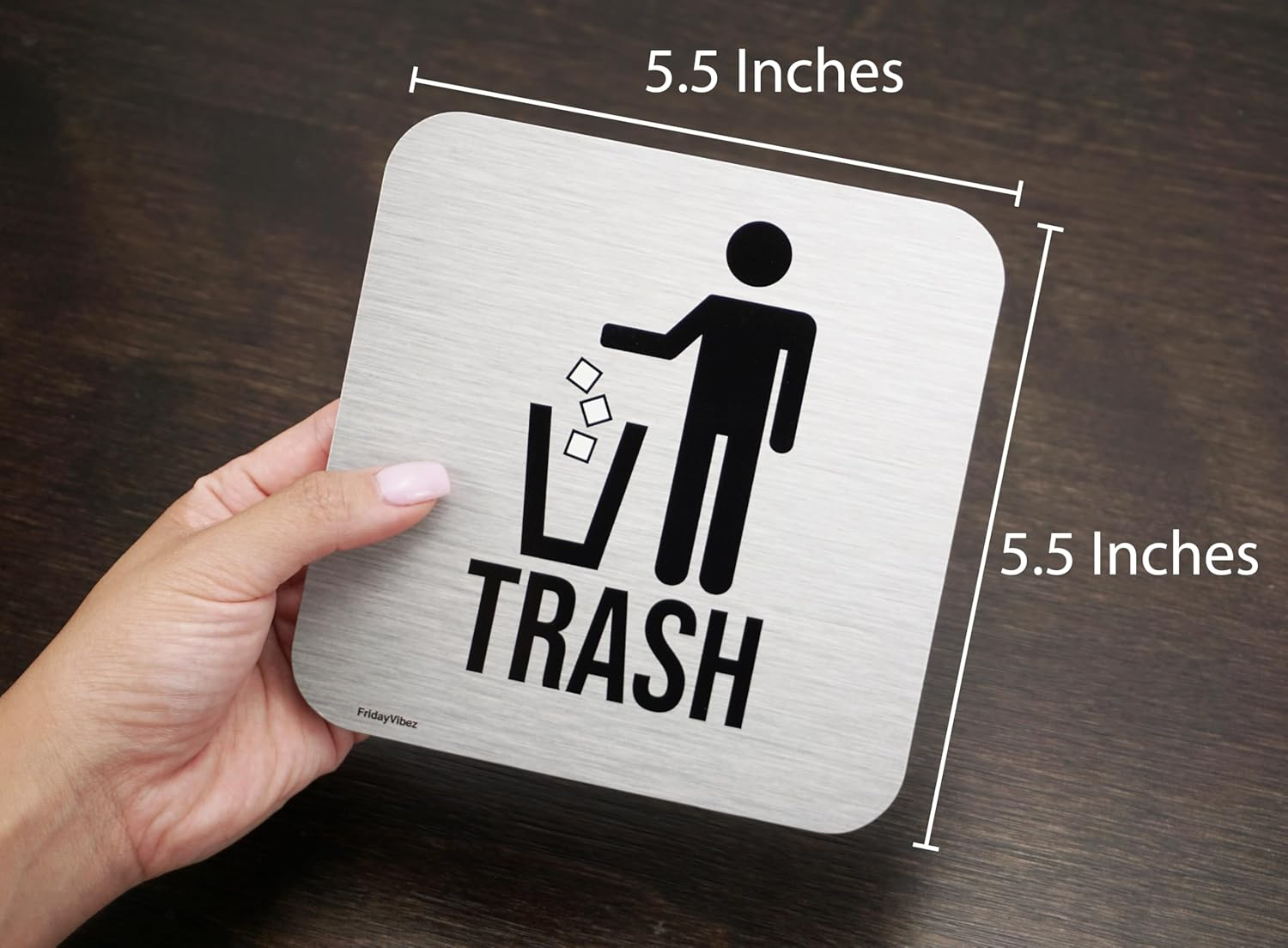 Recycle and Trash Magnets for Kitchen Trash Cans and Recycling Bins, Indoor Trash and Recycle Magnet Combo for Garbage Can Logo Symbol, 2 Magnetic Sticker Adhesives, 5.5 Inch Square, Outdoor Waste Bin image number 2