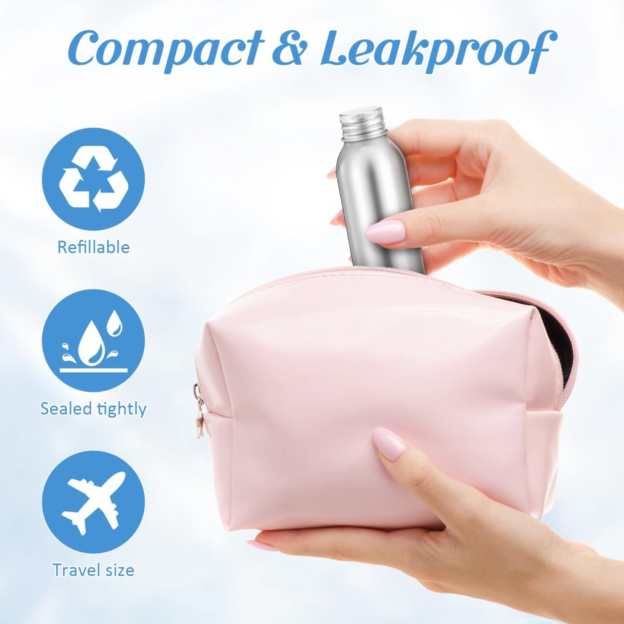 3Sets 100Ml Aluminium Travel Bottles Empty Metal Travel Bottles with Cap for Toiletries Lotion Shampoo Cosmetic Essential Oils image number 1