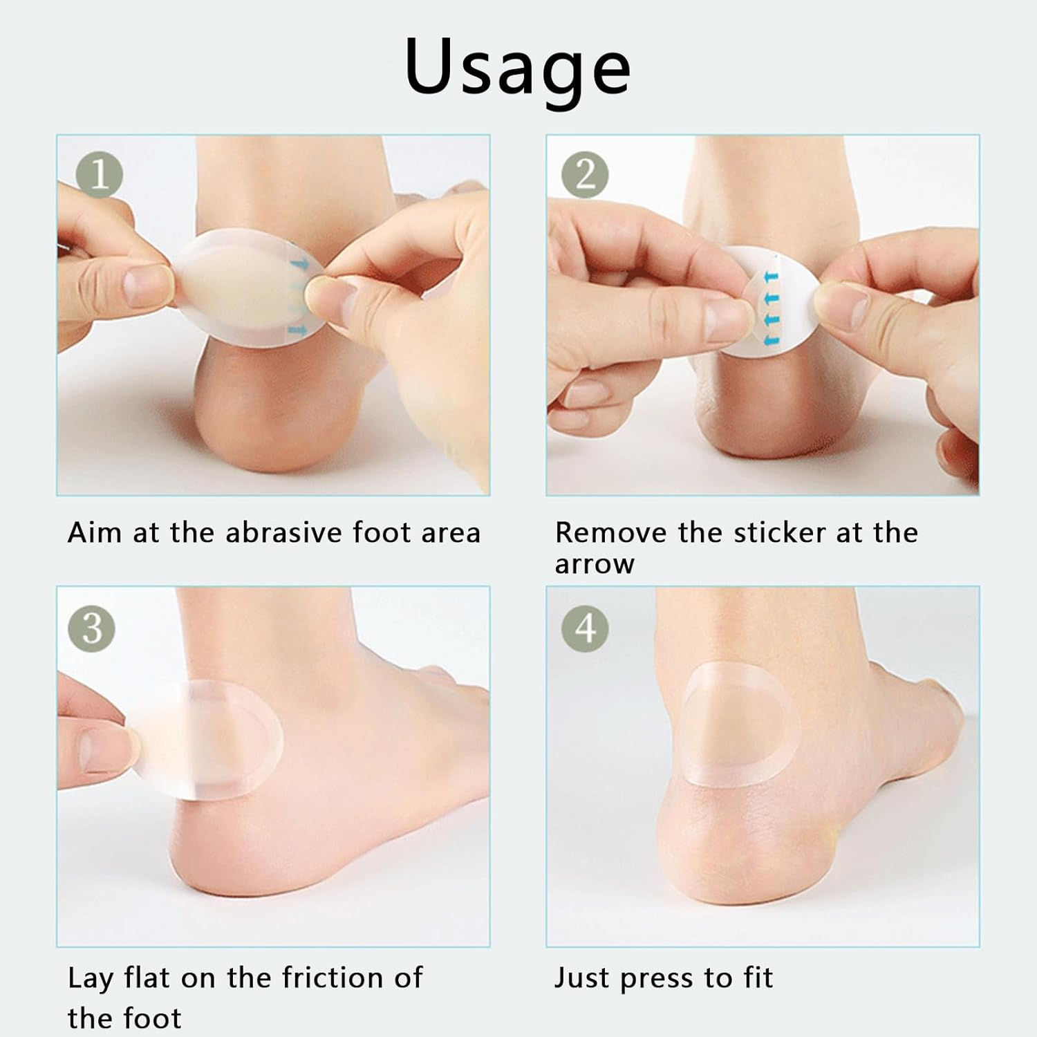 20 Pieces Blister Plasters for Feet, Water Resistant Gel Blister Prevention Bandages, Heel Blister Patch with Invisible Hydrocolloid, Blister Cushion Pads for Foot, Toes