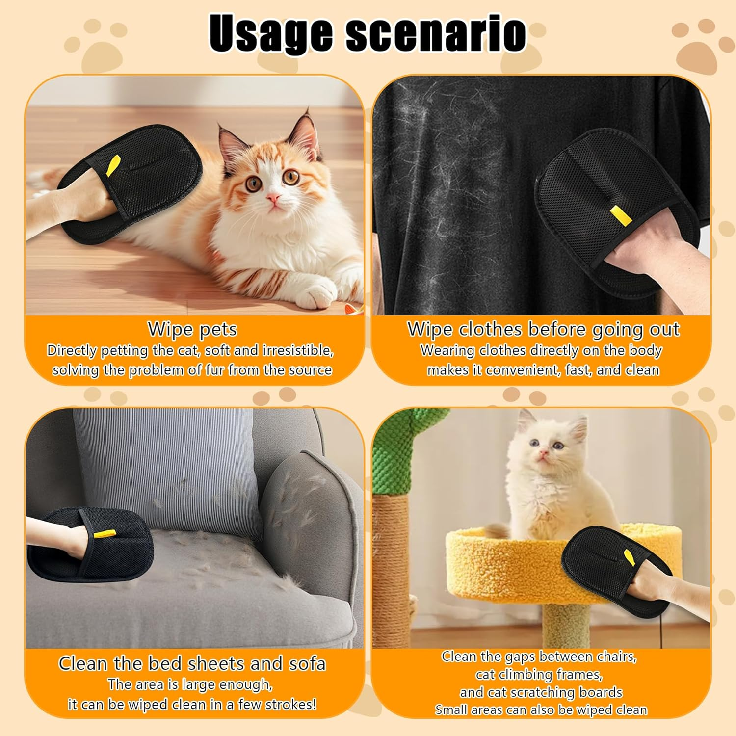 Oiuyamn Pets Double-Sided Pet Grooming Gloves,Pet Grooming Gloves,Dog Grooming Gloves, Grooming Gloves for Pets,Pet Hair Remover Gloves,Pet Fur Cleaning Gloves image number 1