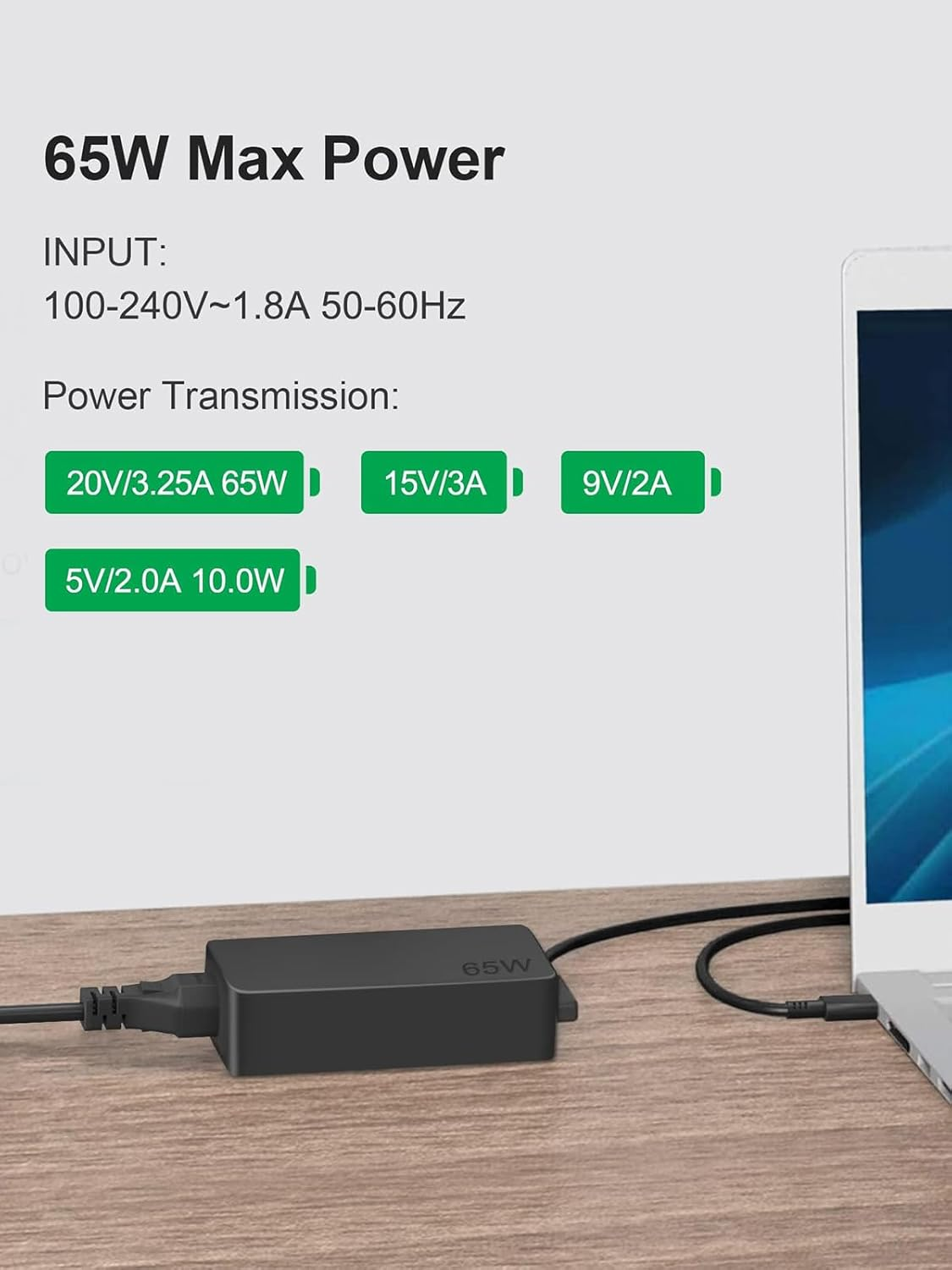 65W USB C Laptop Charger Fast Charger Compatible with Lenovo Thinkpad Yoga Dell Latitude Chromebook HP Spectre Elitebook Samsung Google Acer Asus Computer Replacement 45W USB Type C Power Supply Cord image number 4