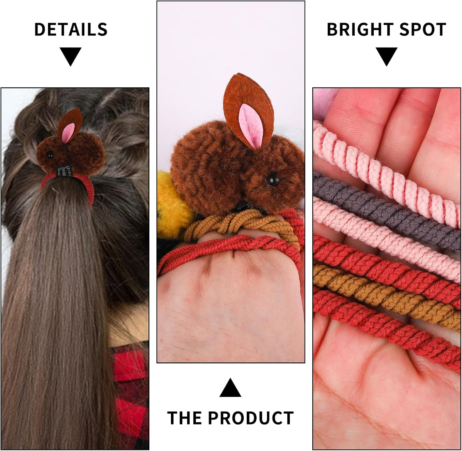 Plush Faux Fur Hair Bobbles Cute Elastic Hair Bobbles for Girls, Rabbit Hair Bobbles Elastic Hair Ring, Colourful Hair Accessories Hair Rope, Hair Bobbles Made of Faux Fur, Rabbit Hair Band image number 3