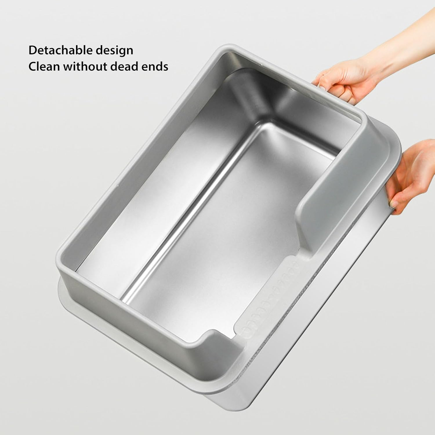 Stainless Steel Cat Litter Box, Sturdy Metal Litter Pan with High Wall Sides Enclosure, Cat Litter Pan(19.6In L X 13.7In W X 9.8In H), No Smell, Non Stick, Easy to Clean (Large - Large Size White image number 6