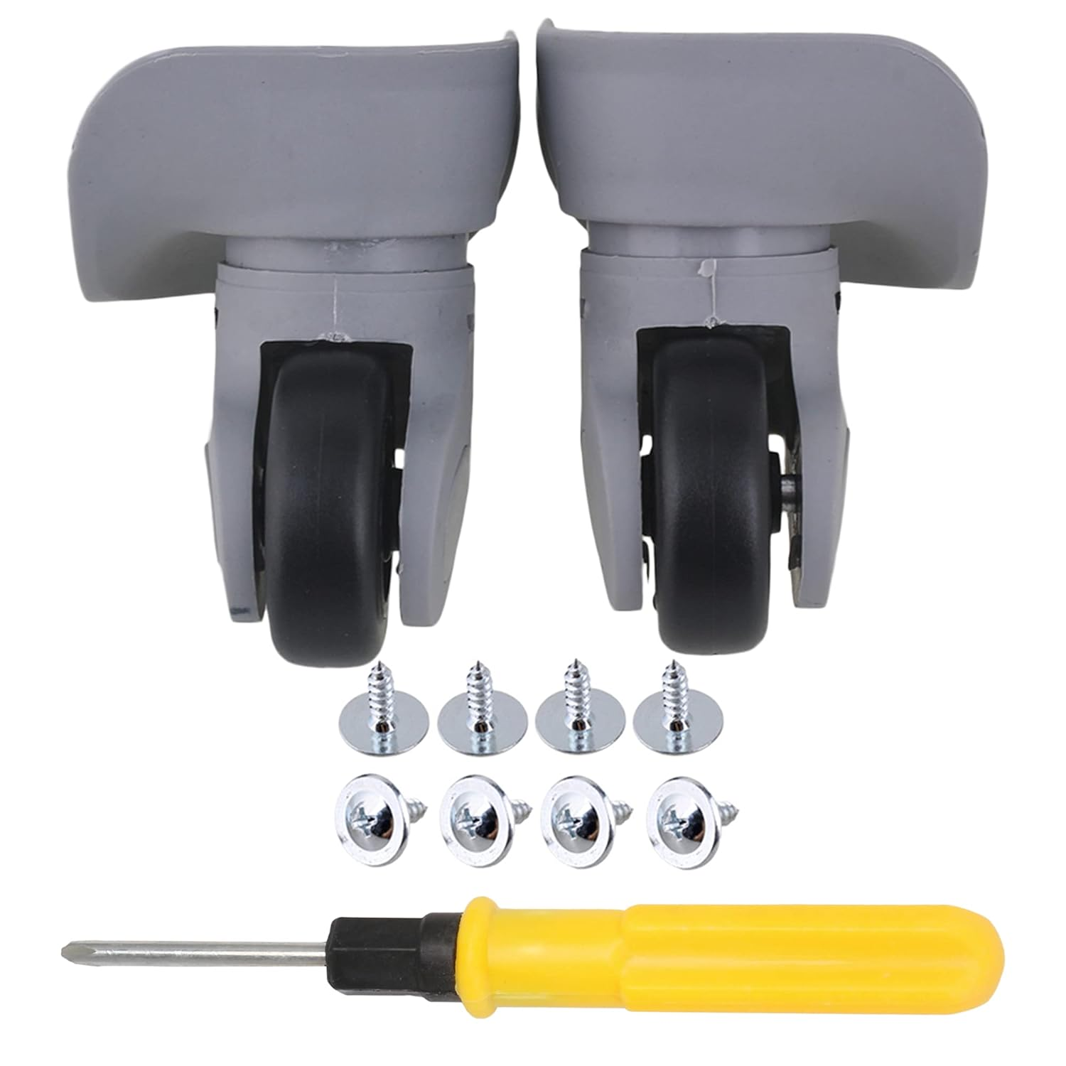BQLZR 9.1Cmx9.7X4.9Cm Grey Plastic Left&Right Wheels Luggage Suitcase DIY Accessories W/8 Screws Pack of 2 image number 3