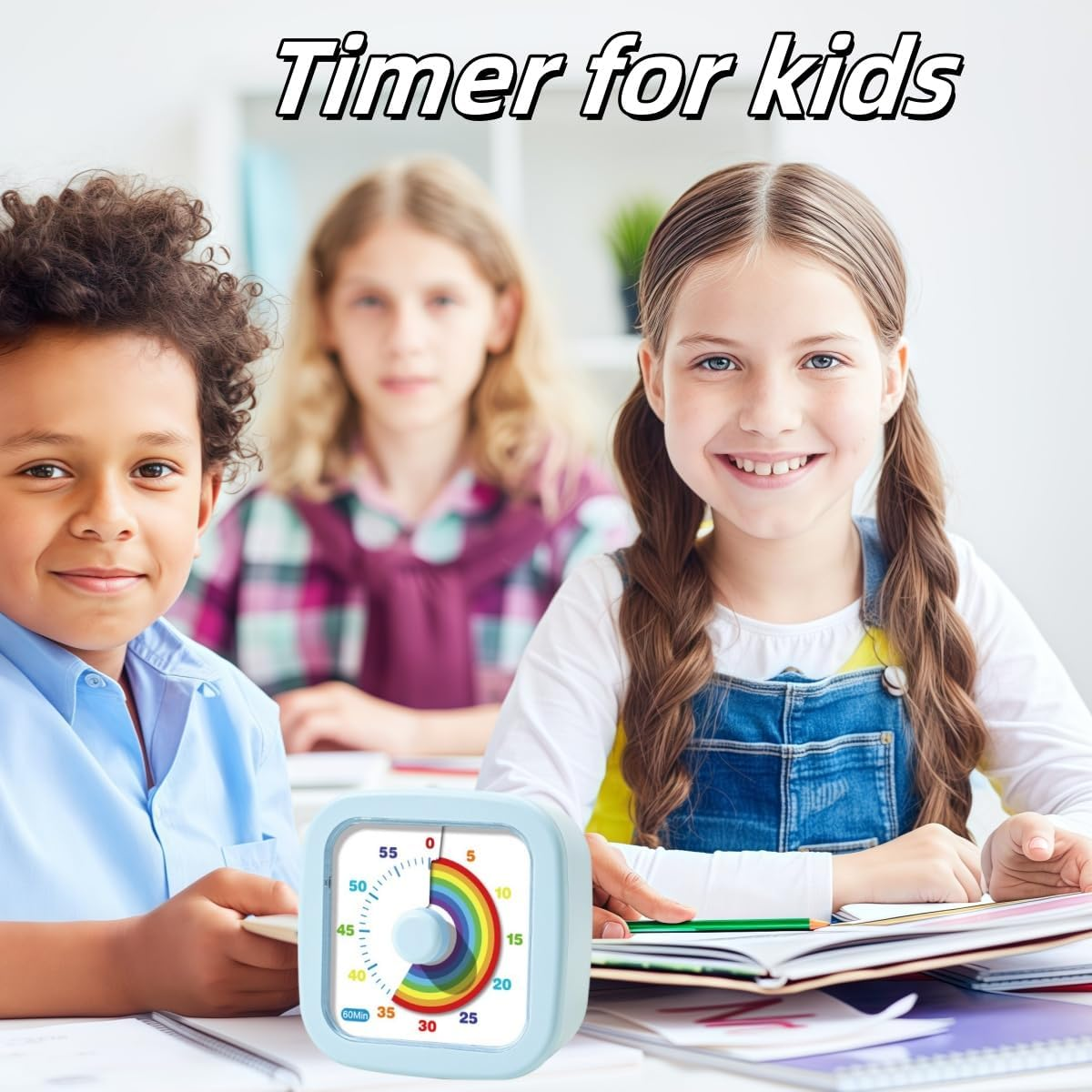Kids Visual Timer Cute Rainbow - 60 Minute Countdown Timer Time Management for Kids and Adults, Timer for Cooking Classroom Meeting (Blue) - Purple image number 4