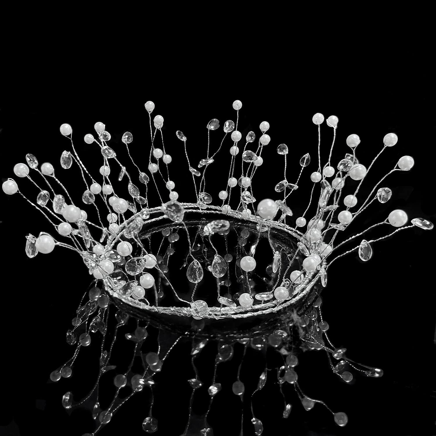 Jishi 20 FT Ice Wire Clear Garland, White Pearl Crystal Teardrop Beads Ornament for Christmas Tree Decorations, Acrylic Plastic Diamond Jewel String Branch Strands for DIY Wreath Crafts image number 4