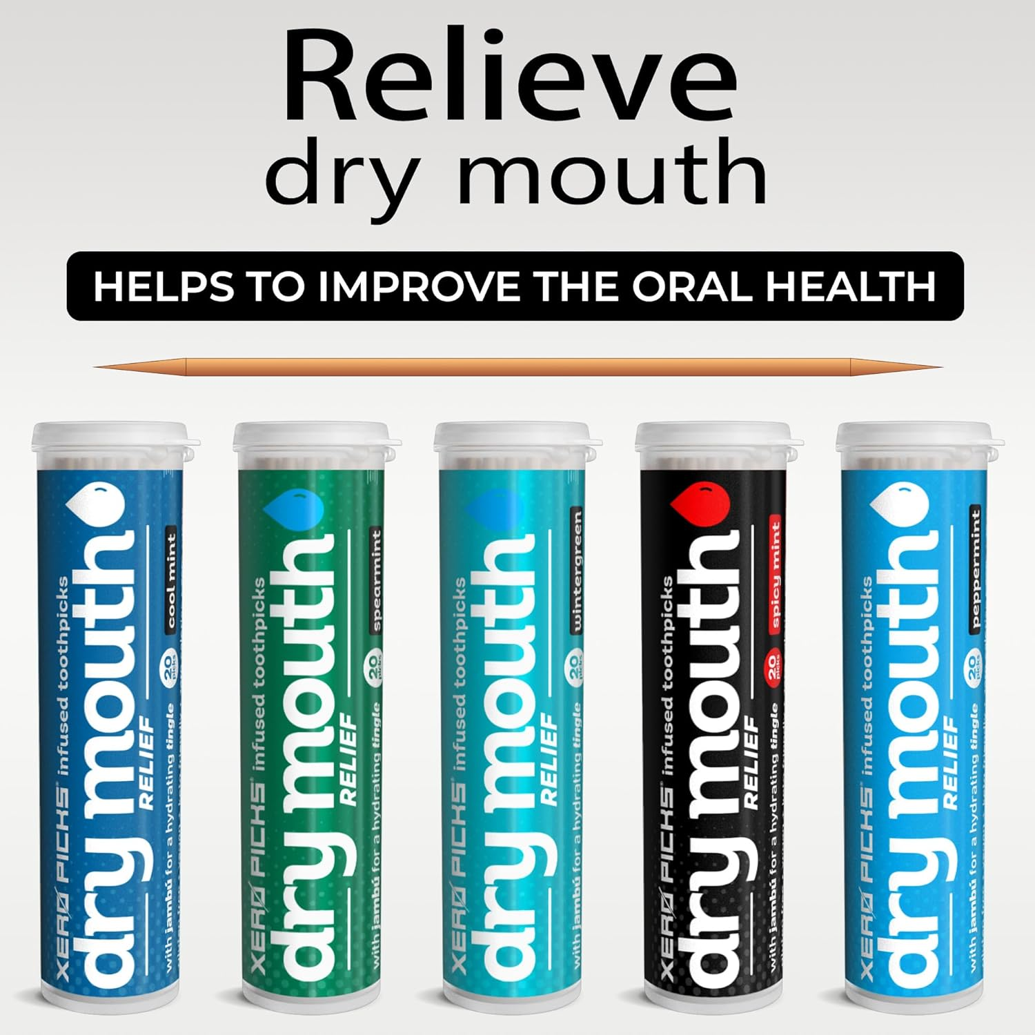 Xero Picks Dry Mouth - Infused Flavored Toothpicks for Long Lasting Fresh Breath & Dry Mouth Prevention (5 Pack - Mints Variety) image number 5