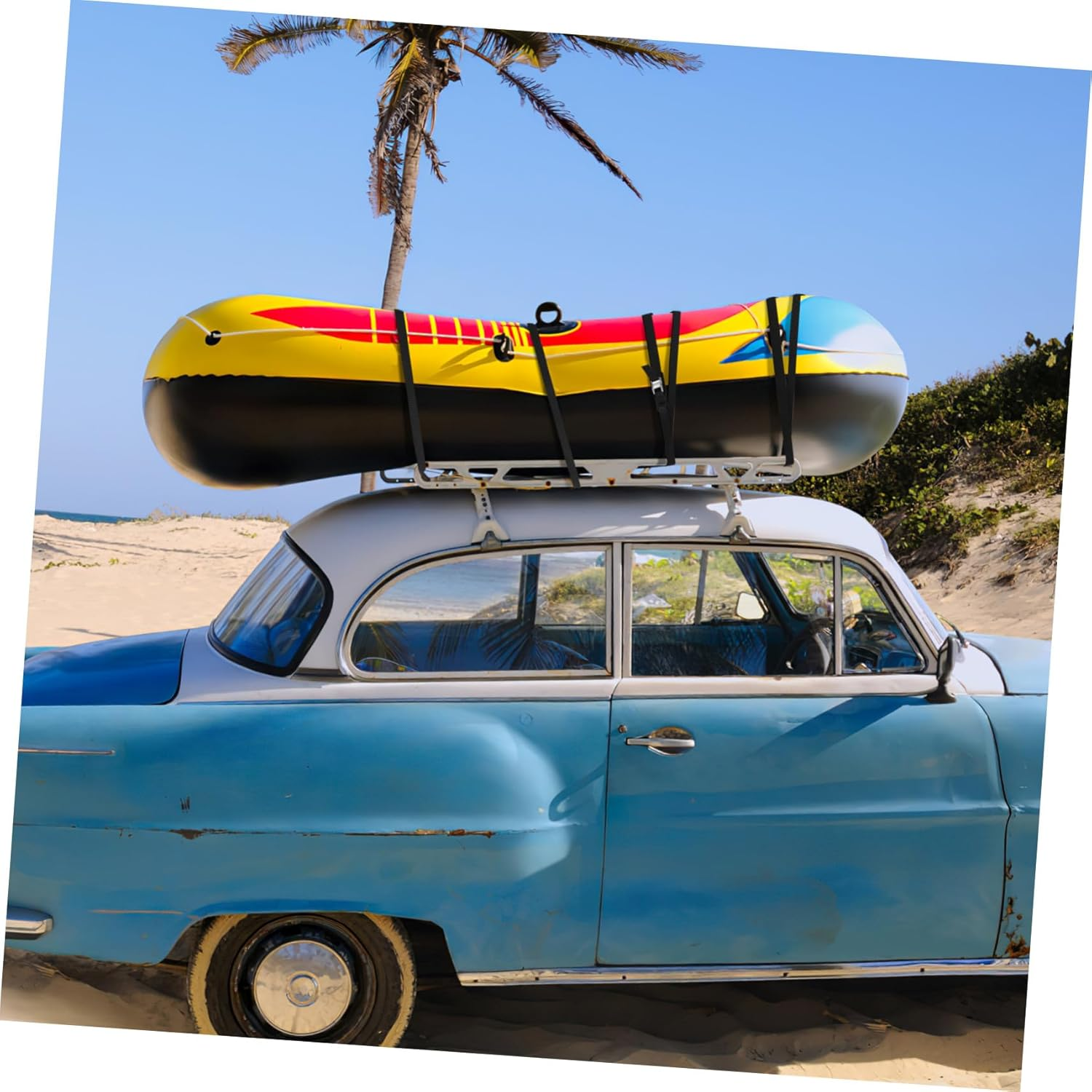 UKCOCO 6 Pcs Adjustable Packing Bands with Zinc Buckles Nylon Cargo Straps for Securing Luggage Bikes Furniture and Moving Items with Locking Safety Function image number 1