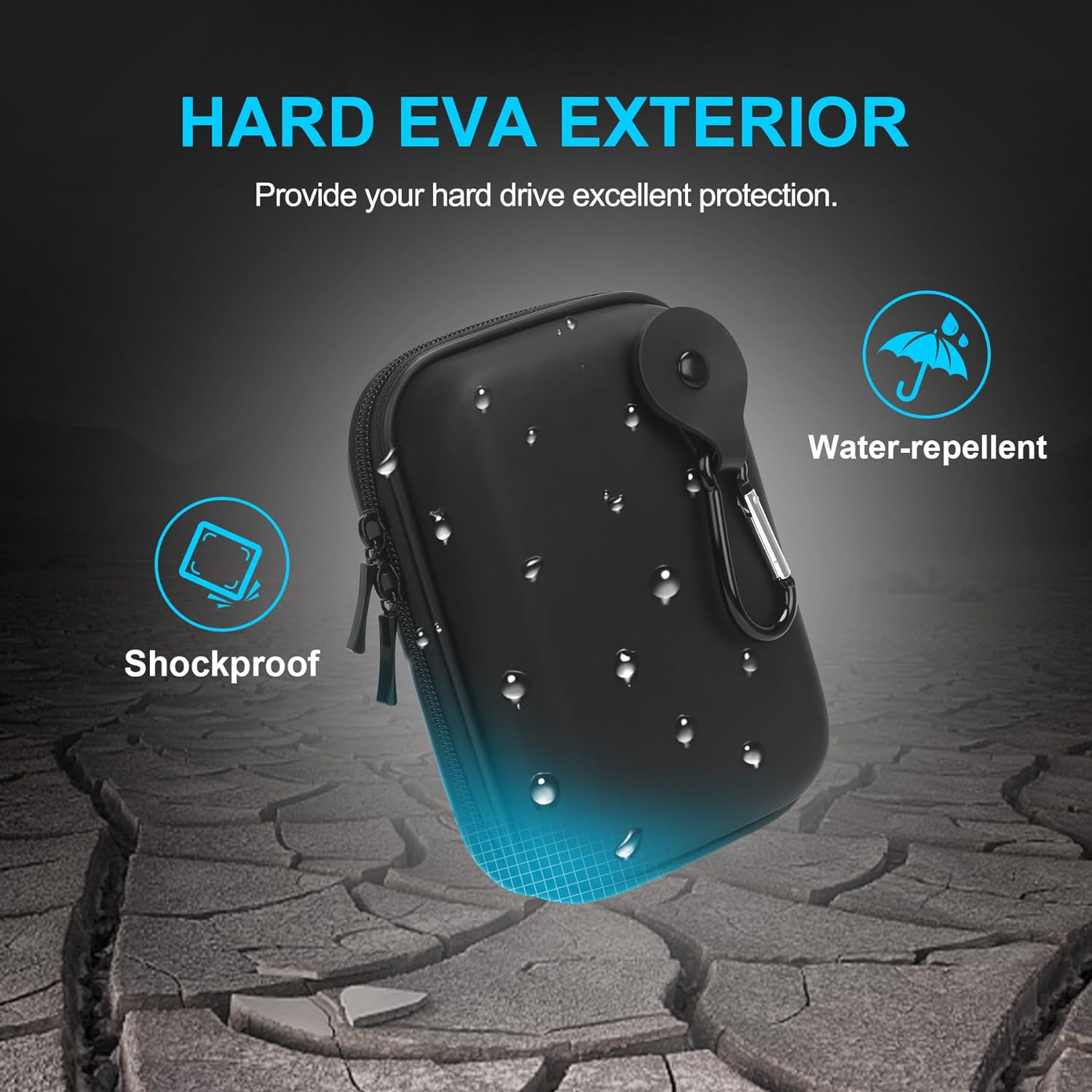 Lacdo Hard Drive Carrying Case for Toshiba Canvio Basics/Canvio Flex/Canvio Advance/Canvio Gaming Portable External Hard Drive 1TB 2TB 3TB 4TB 2.5 Inch HDD Shockproof Travel Bag, Black+Black image number 6