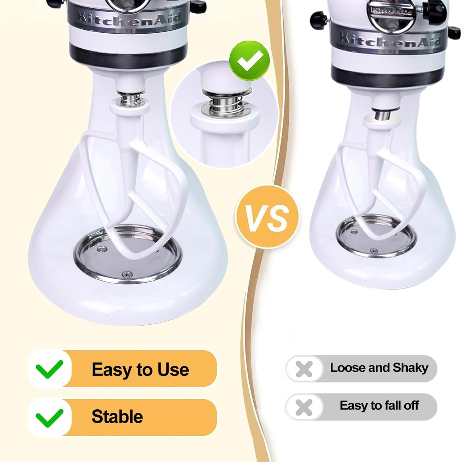 4 Pack Stainless Steel Spring & Washer Kit Compatible with Kitchenaid Stand Mixer 3.5-7QT, Mixer Replacement Parts, Reduces Shaking & Wear image number 5