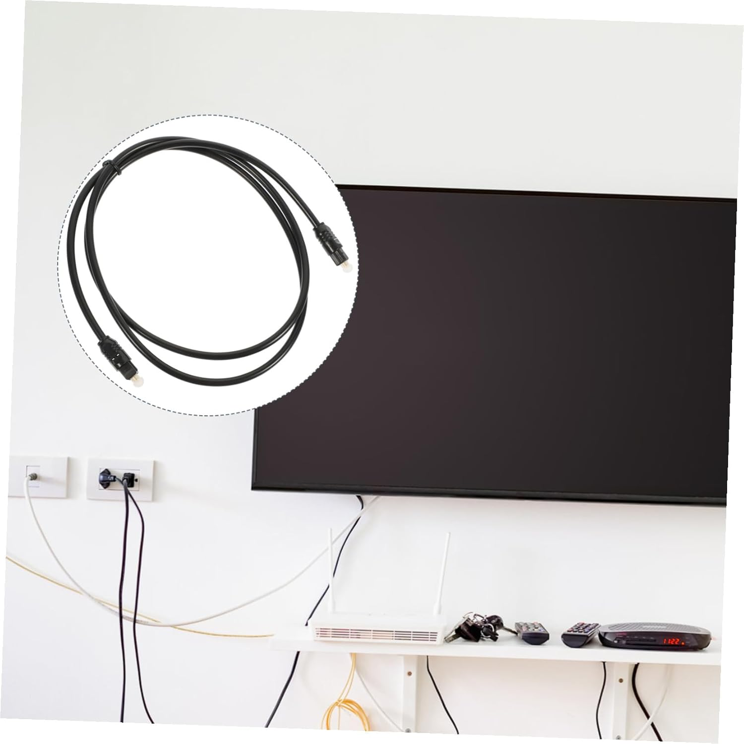 HONMEET 2Pcs 1.5M Optical Digital Audio Cable Male to Male for Tv Sound Bar Home Theater Fiber Optic Cord