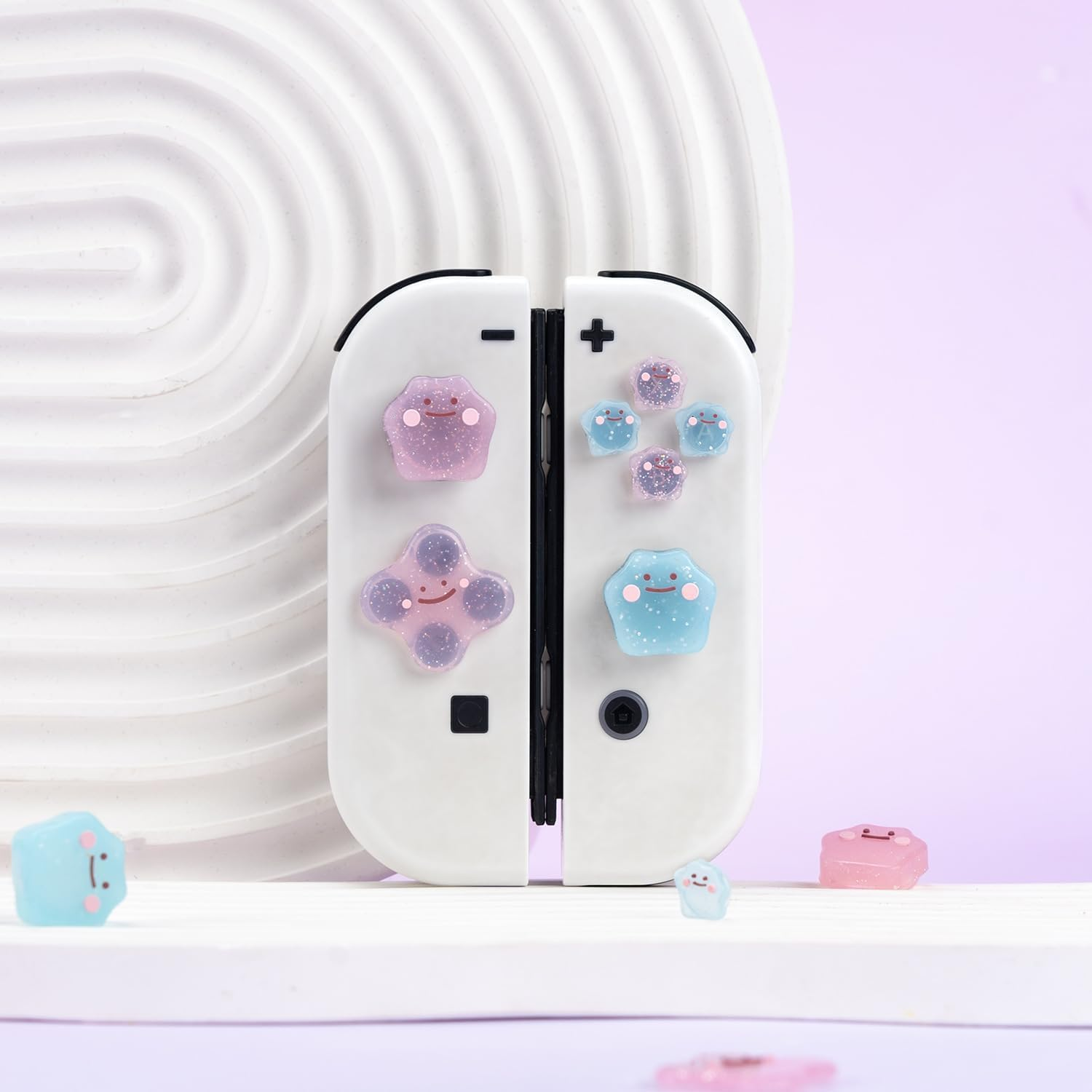 Cute D-Pad Button Caps Silicone Thumb Grips Set, Key Buttons Sticker Joystick Cover Caps Compatible with Nintendo Switch/Oled - Monster image number 4