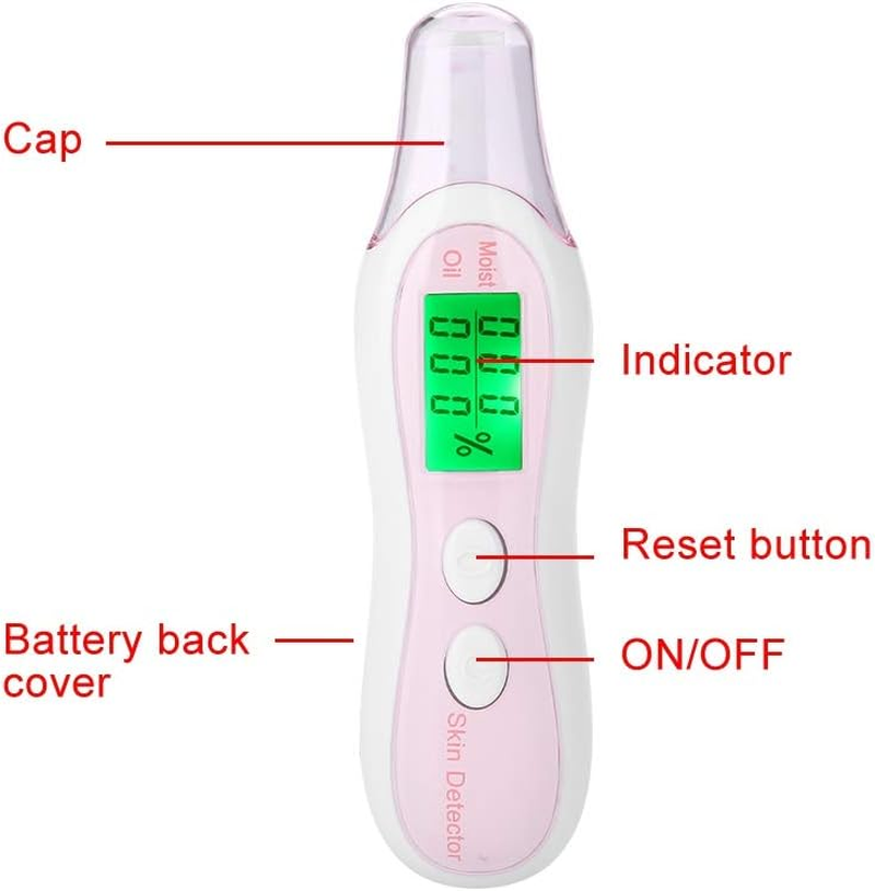 Skin Tester,Skin Sensor Digital LCD Backlight Display Moisture Tester Skin Care Facial Humidity Moisture Oil Content Detection Pen(白色) image number 5