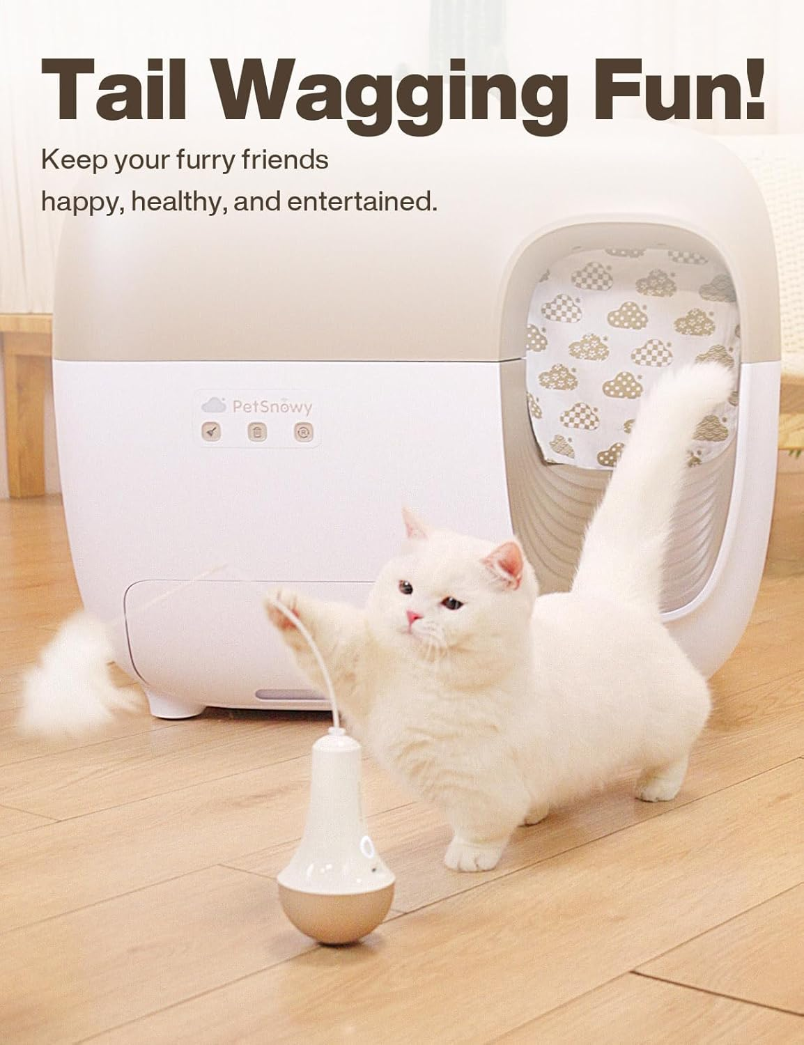 Interactive Cat Toy for Domestic Cats, Ultra Quiet Automatic Cat Toy with Random Movement, Interactive Cat Feather Toy for Active Cats, Automatic off Timer, Again image number 5
