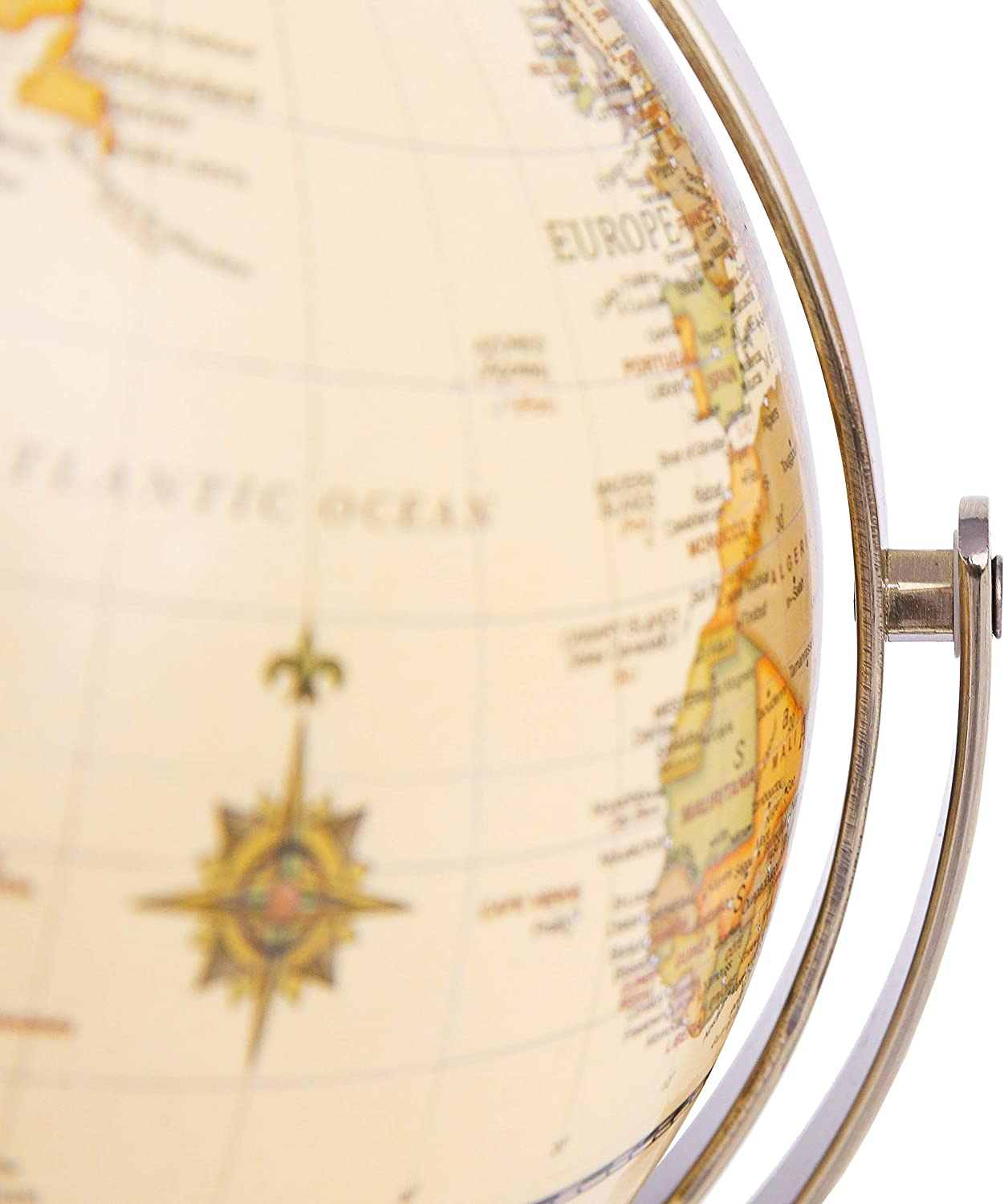 Exerz 20Cm Antique Globe Metal Arc and Base Bronzed Colour - World Globe All Direction 360&deg; Rotation - Modern Map in Vintage Colour image number 5