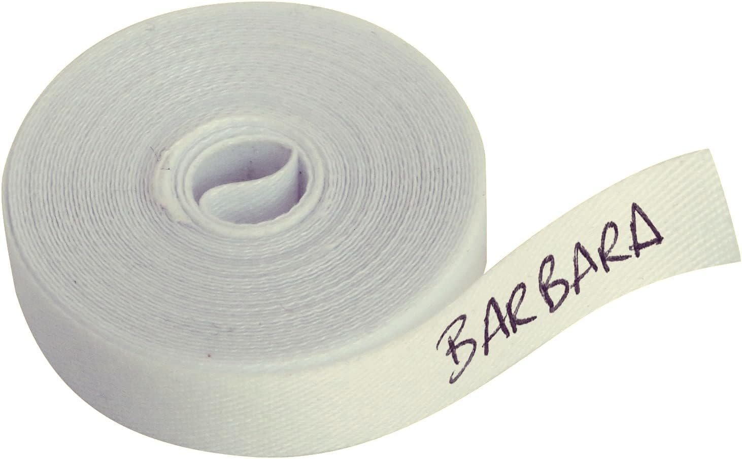 Write on Tape, Iron on Fabric Labels for Clothes Marking, Thermo-Adhesive Name Labels, School & Nursery Use, 3M X 1Cm Roll, Cotton (White)
