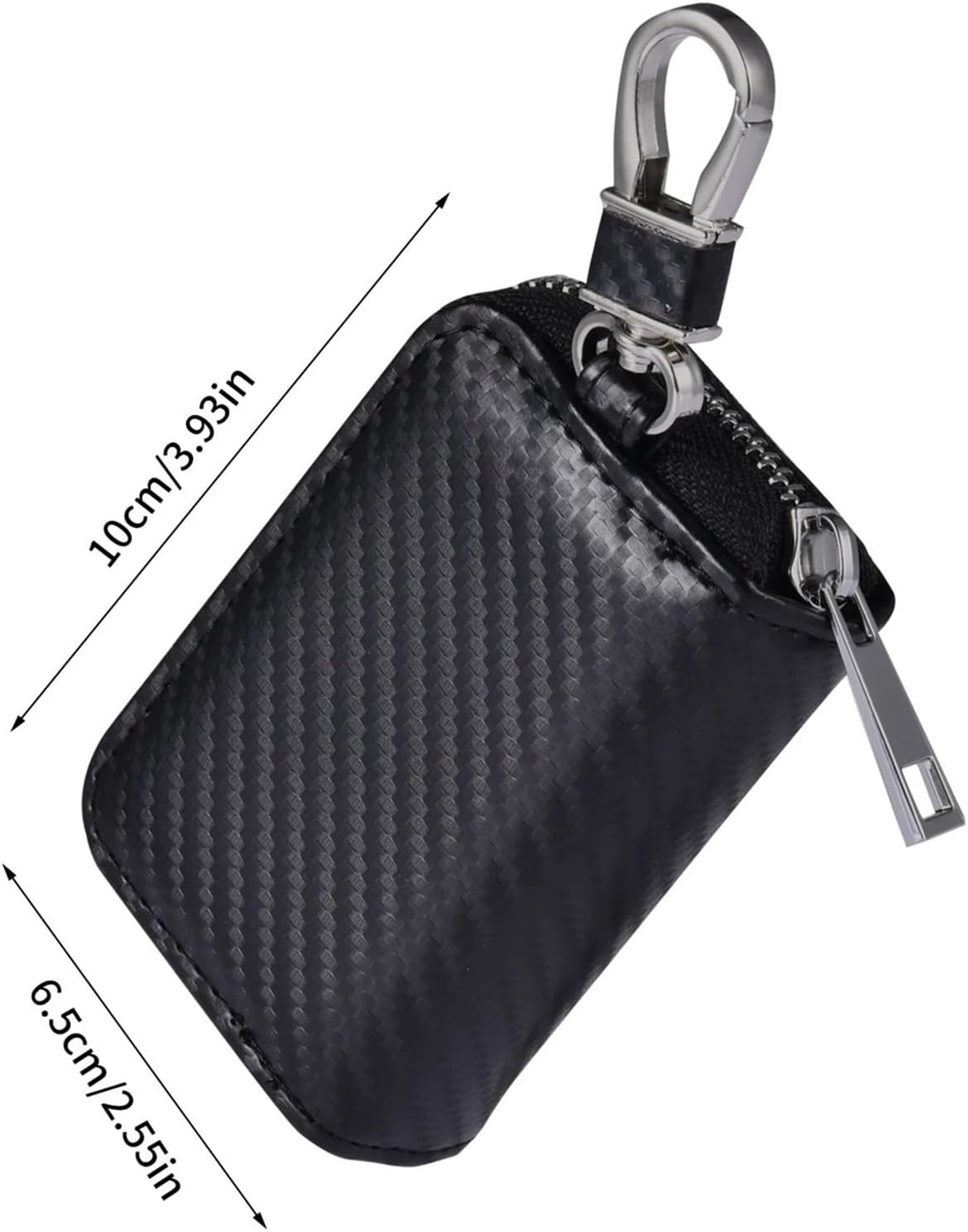 Car Key Signal Blocker Bag RFID Shielded Signal Zipper Case PU Leather Anti-Hacking Anti-Theft Key Fob Pouch Auto Faraday Box image number 4